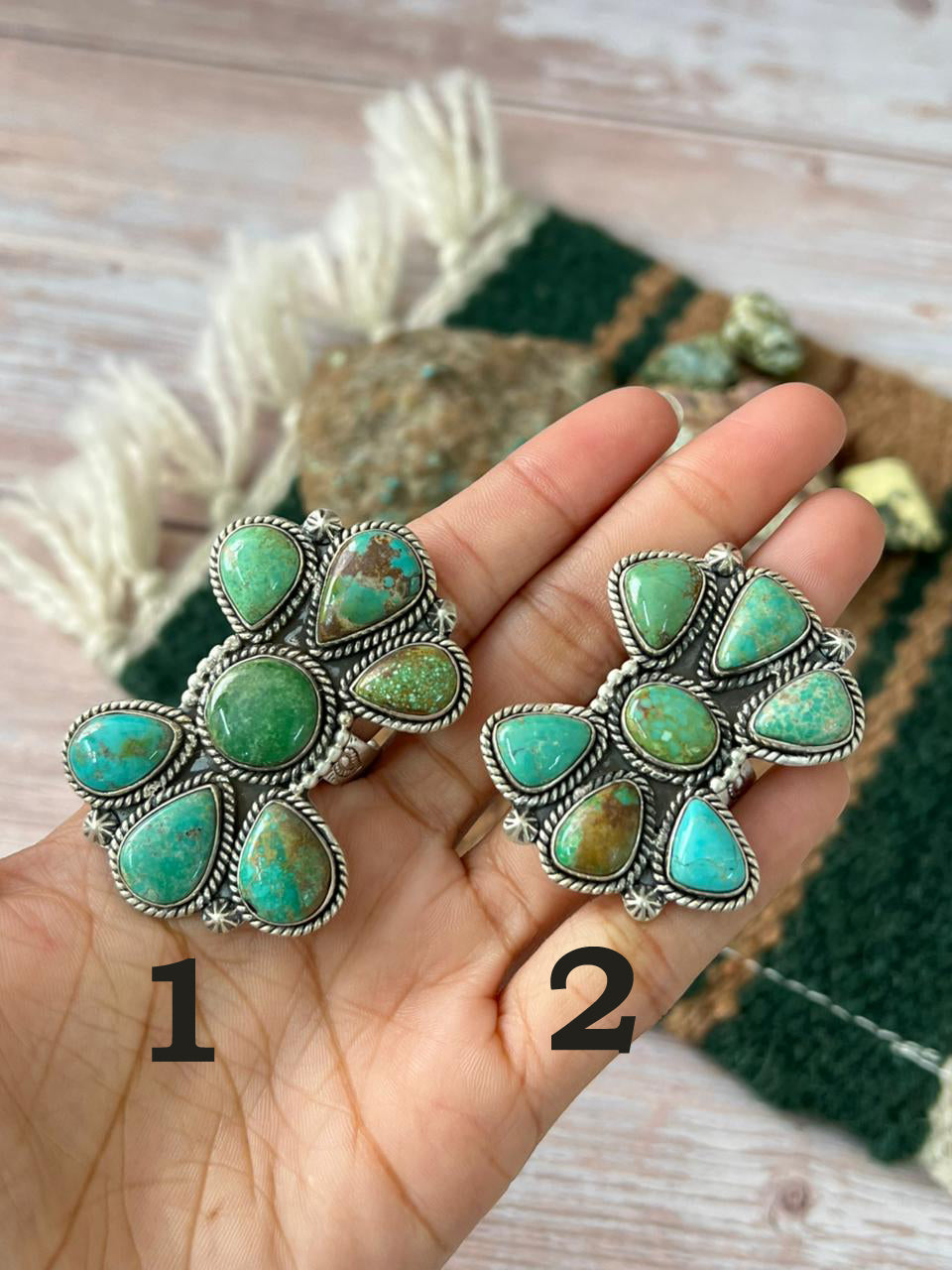 Handmade Sterling Silver Mantis Turquoise Adjustable Ring With Signed Nizhoni Nizhoni Traders LLC