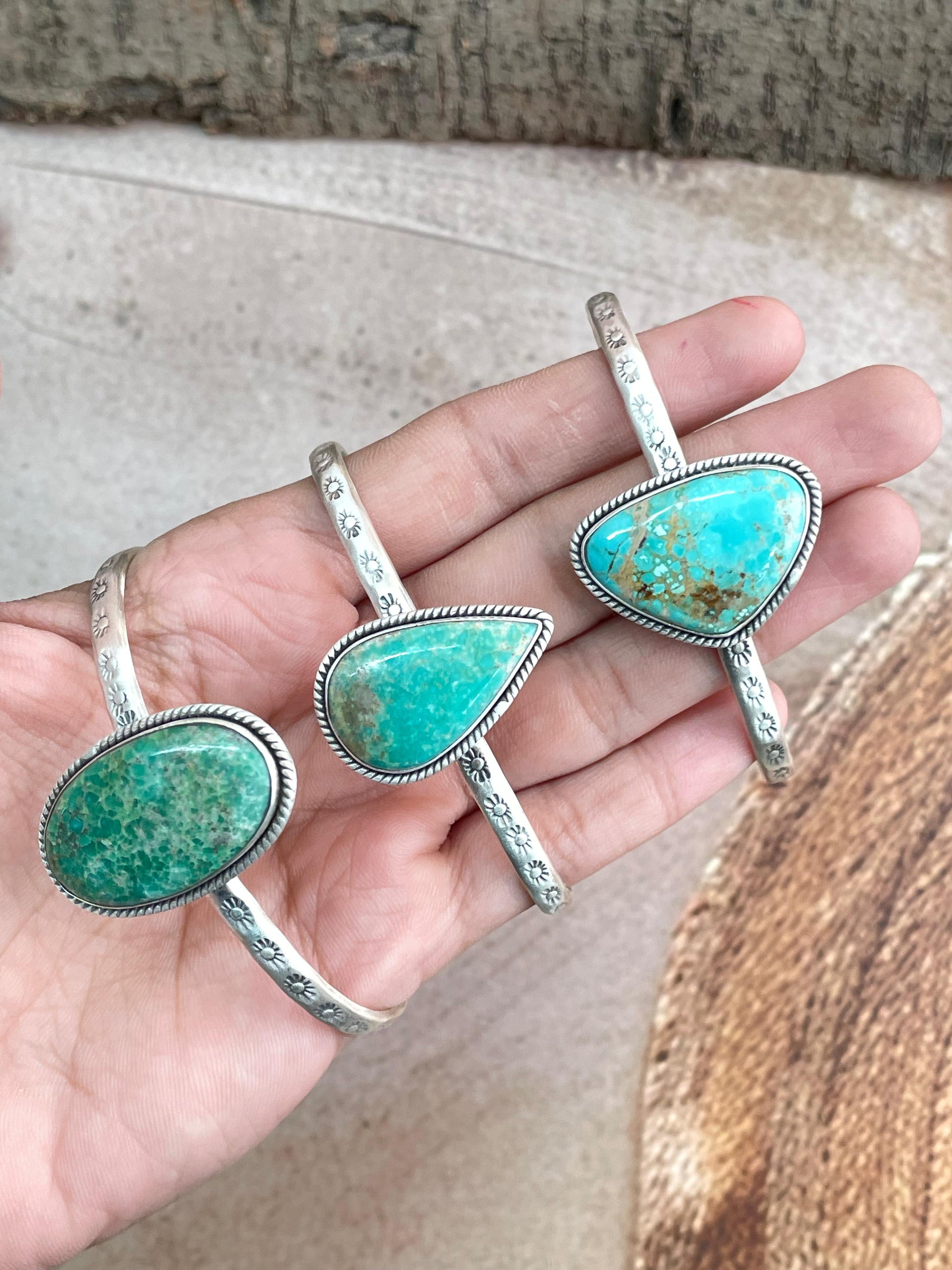 Handmade Sterling Silver Mantis Turquoise Cuff Bracelet with Signed Nizhoni Nizhoni Traders LLC