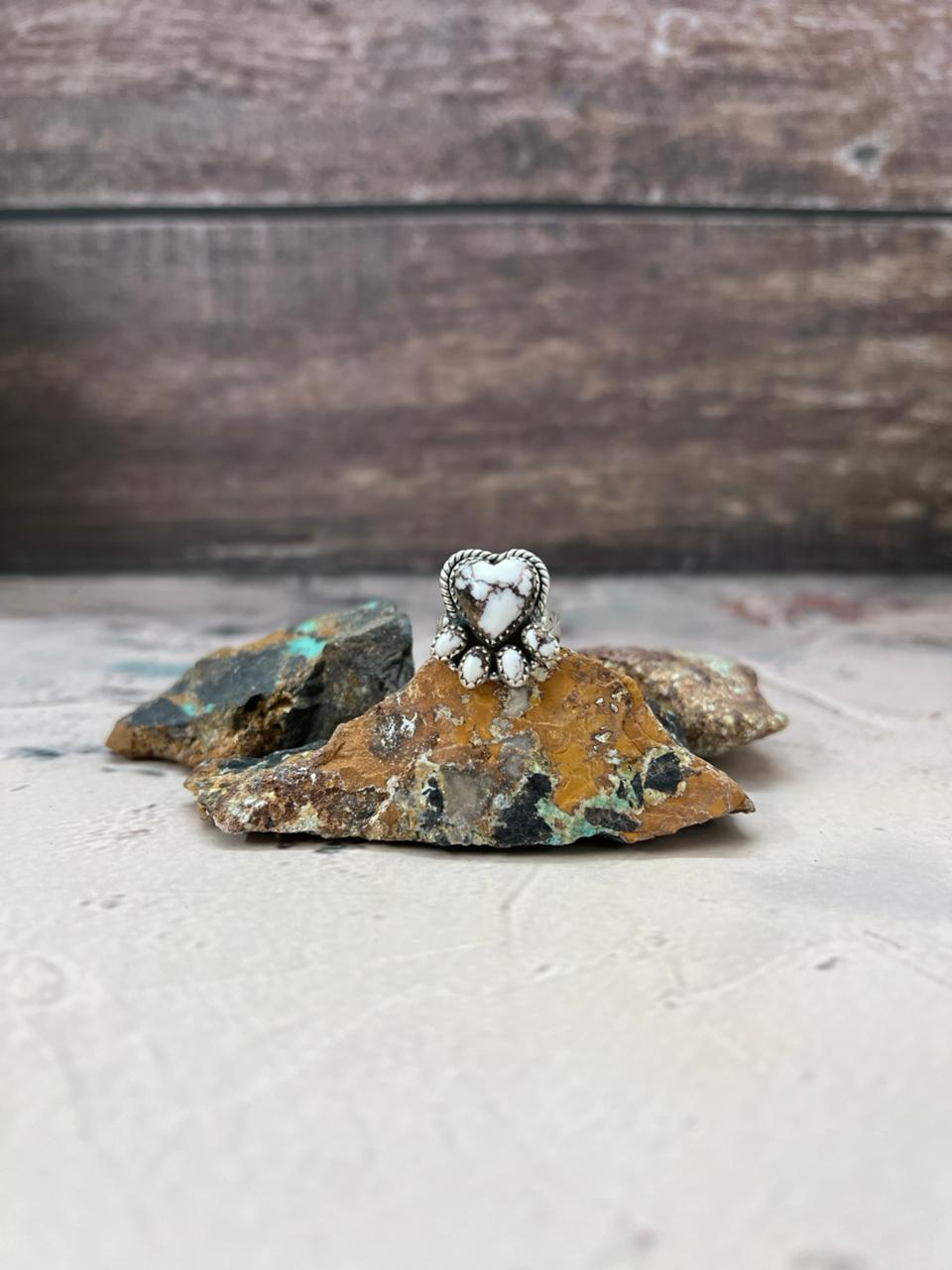 Handmade Sterling Silver Wildhorse Magnesite Adjustable Ring "Signed Nizhoni" Nizhoni Traders LLC