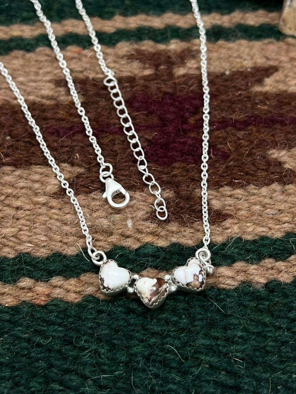 Handmade Sterling Silver Wild Horse Magnesite Necklace "Signed Nizhoni" Nizhoni Traders LLC