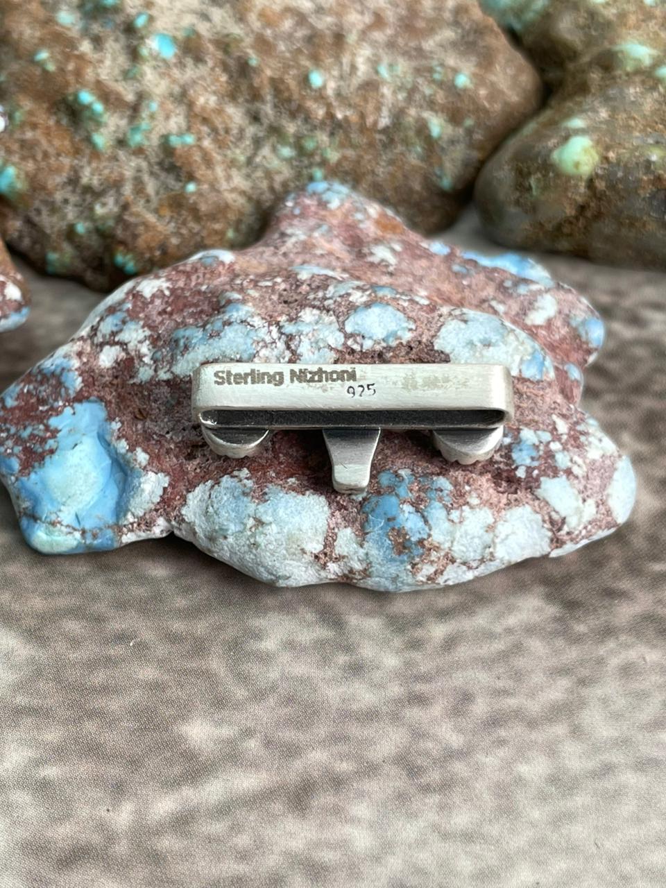 Handmade Sterling Silver Kingman Turquoise Watch Charms with Signed Nizhoni Nizhoni Traders LLC