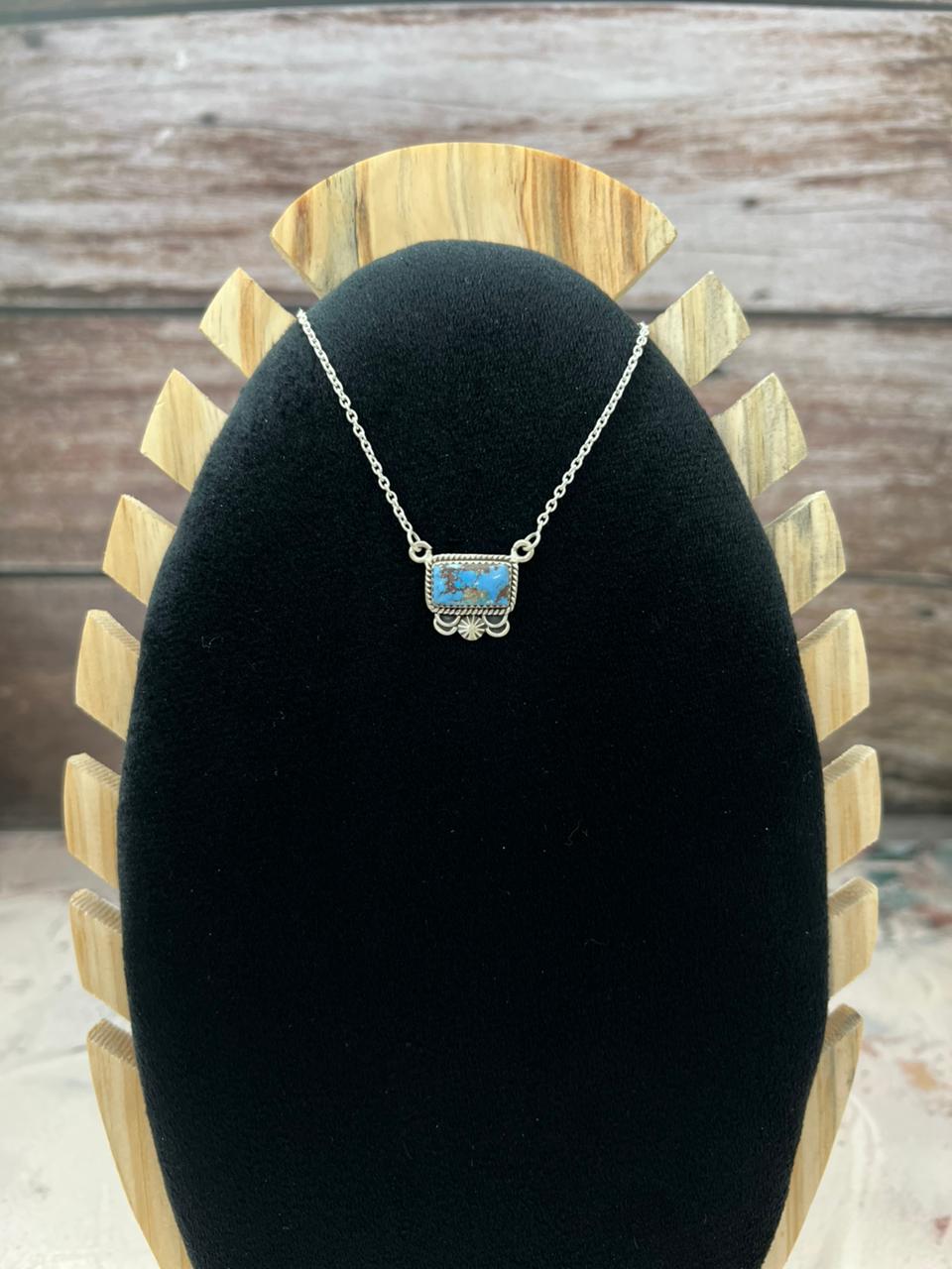 Handmade Sterling Silver Golden Hills Turquoise Necklace "Signed Nizhoni" Nizhoni Traders LLC
