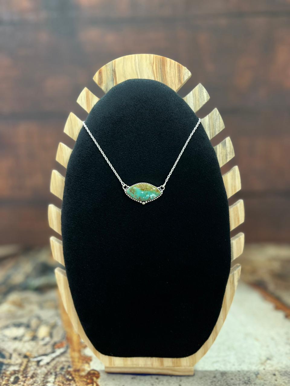 Handmade Sterling Silver Mantis Turquoise Necklace "Signed Nizhoni" Nizhoni Traders LLC