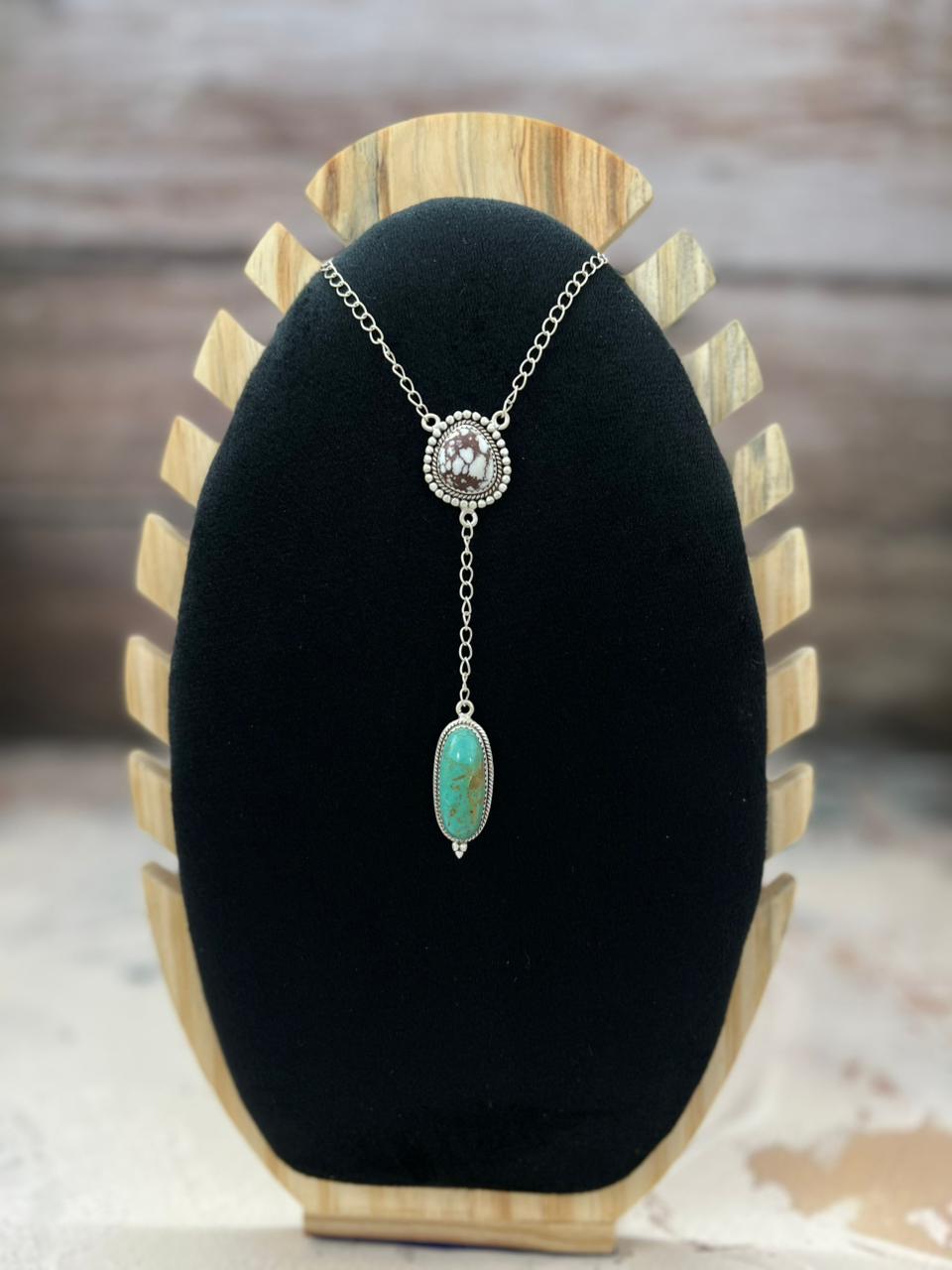 Handmade Sterling Silver Multistone Necklace "Signed Nizhoni" Nizhoni Traders LLC