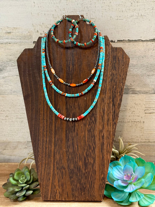 Turquoise & Spiny Oyster Stack – 4 Piece Layered Set The Bijoux FAB Jewelry