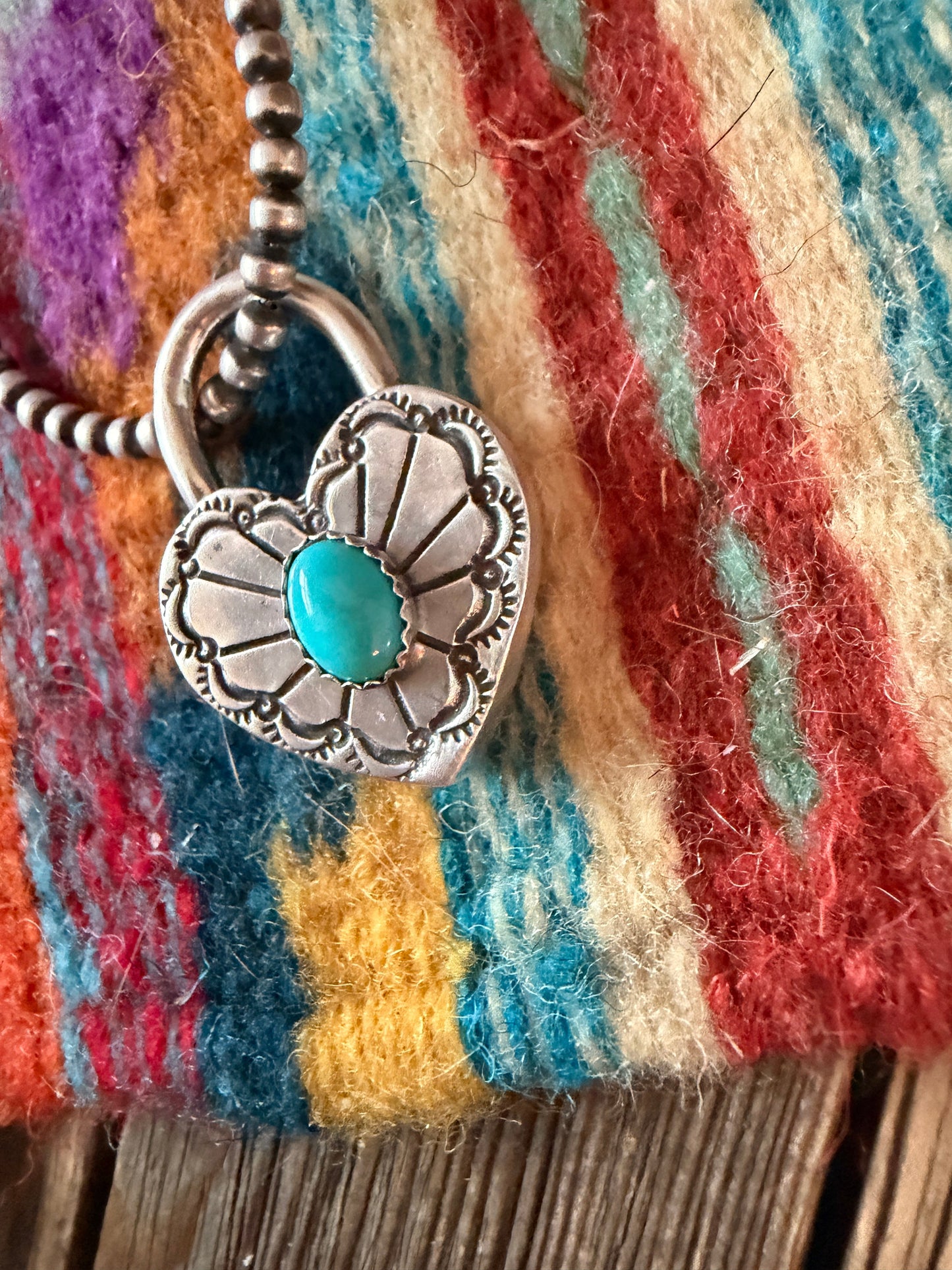 Handcrafted Sterling Silver & Turquoise Heart Locket Pendant Nizhoni Traders LLC