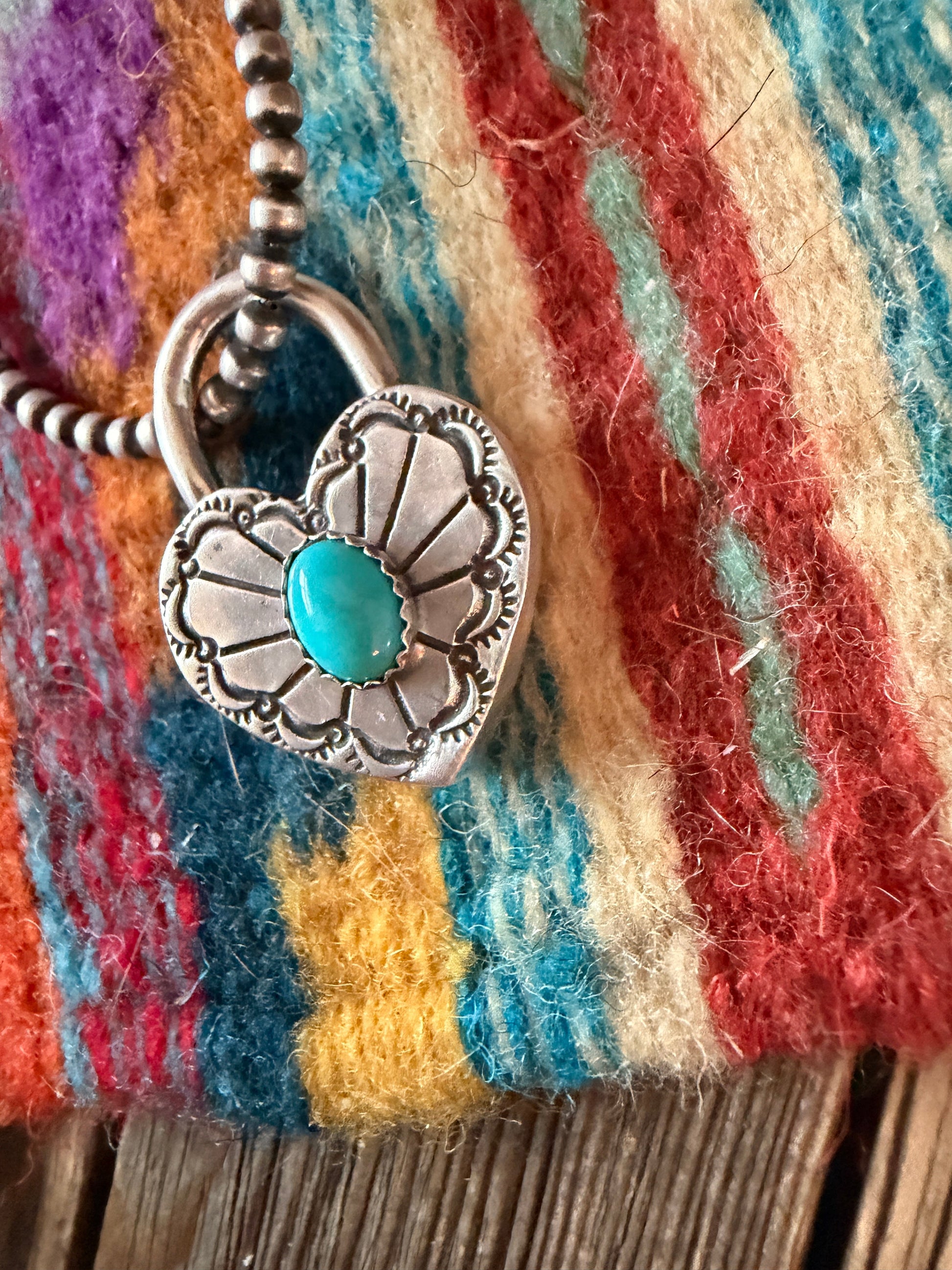 Handcrafted Sterling Silver & Turquoise Heart Locket Pendant Nizhoni Traders LLC