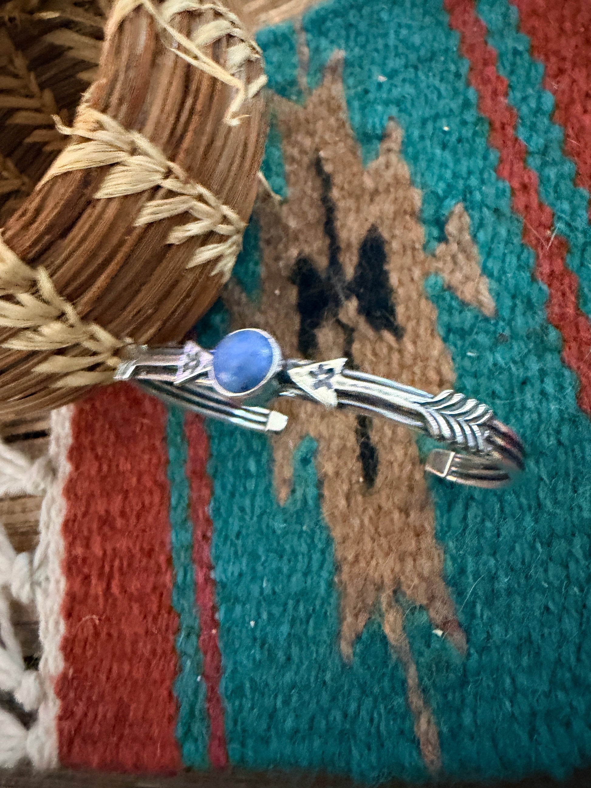 Handcrafted Sterling Silver & Lapis Arrow Cuff Bracelet Nizhoni Traders LLC