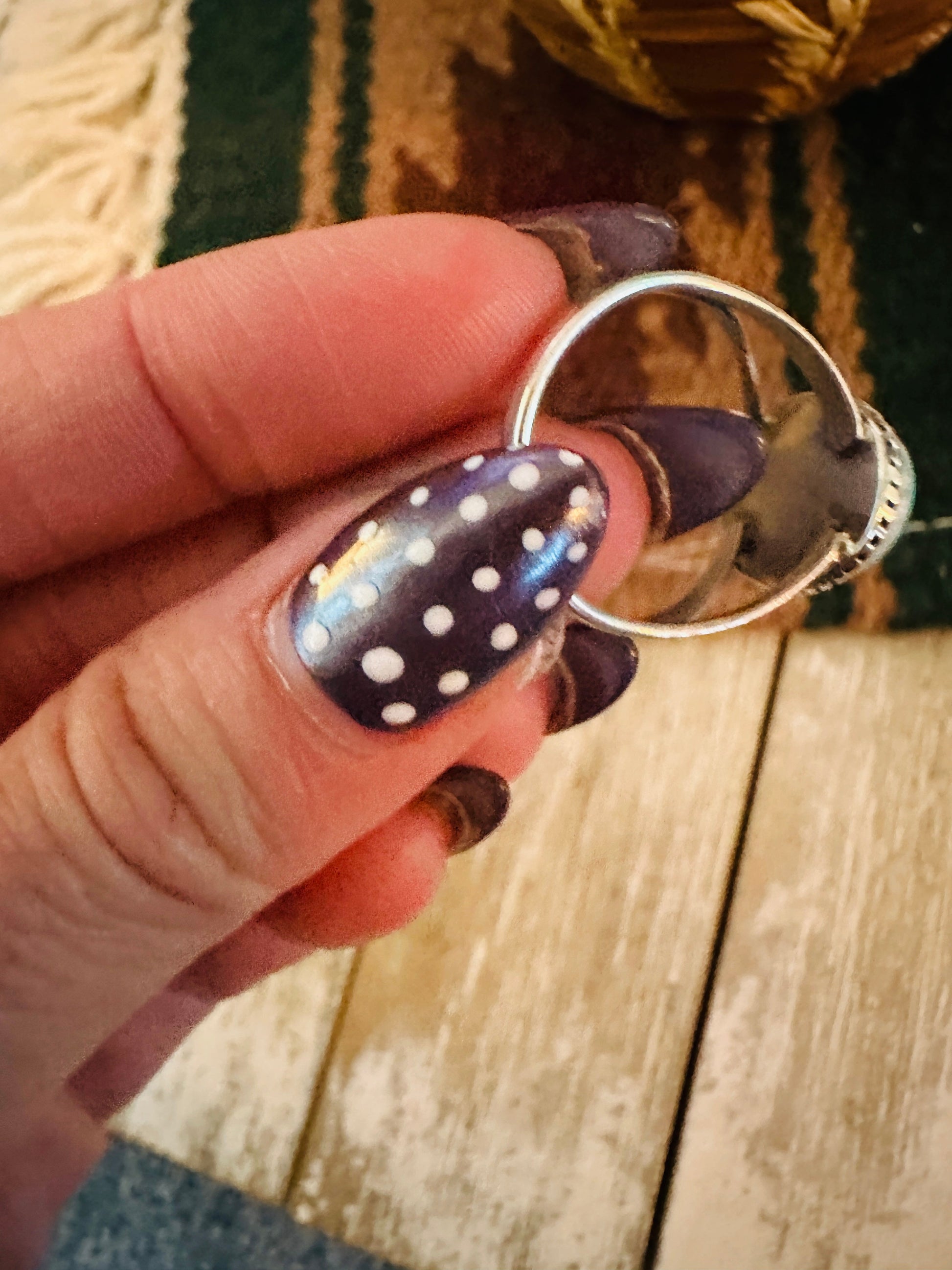 Old Pawn Handcrafted Turquoise & Sterling Silver Ring Size 8 Nizhoni Traders LLC