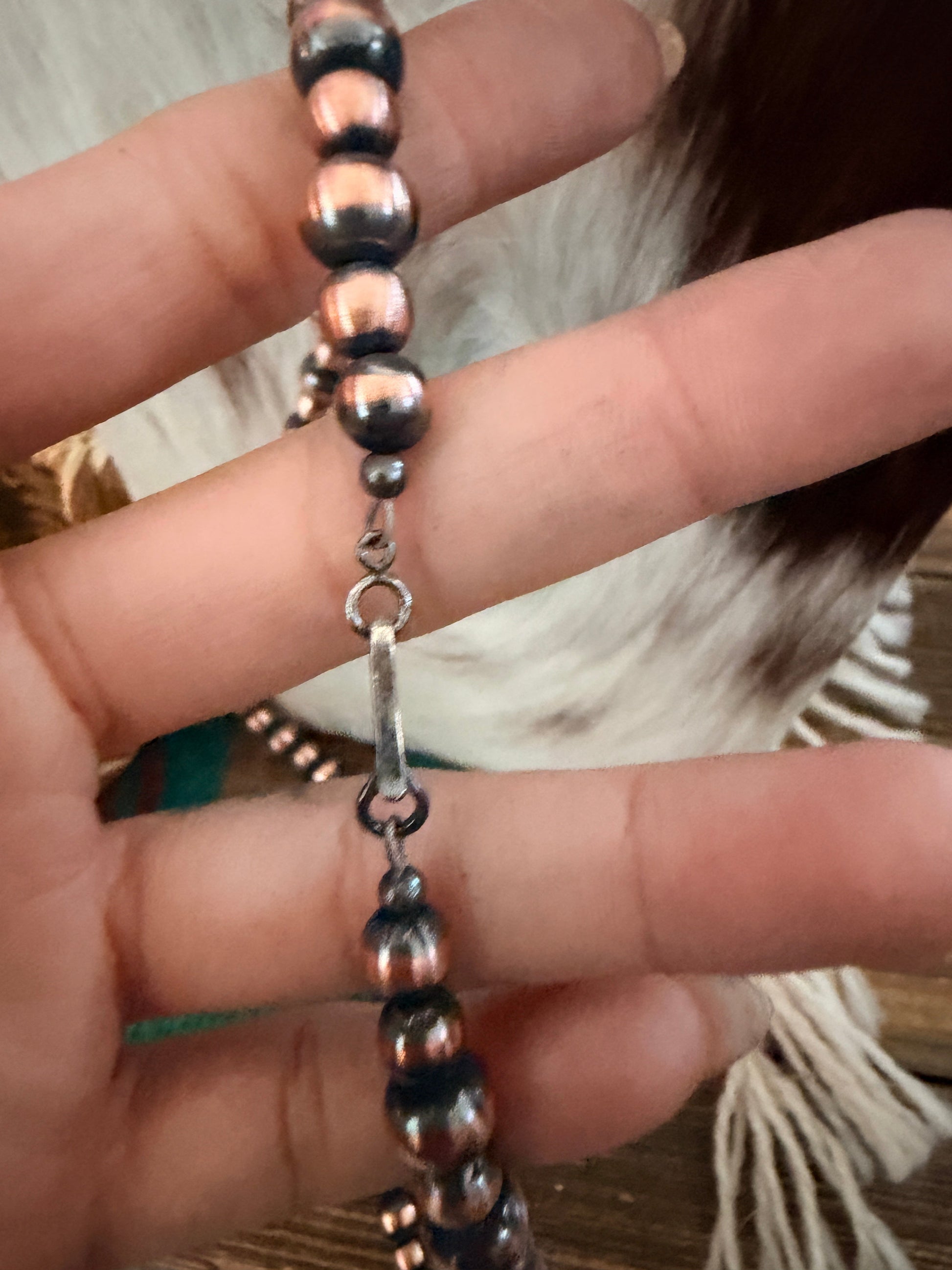 Handcrafted 6-8mm Copper Beaded Necklace Nizhoni Traders LLC