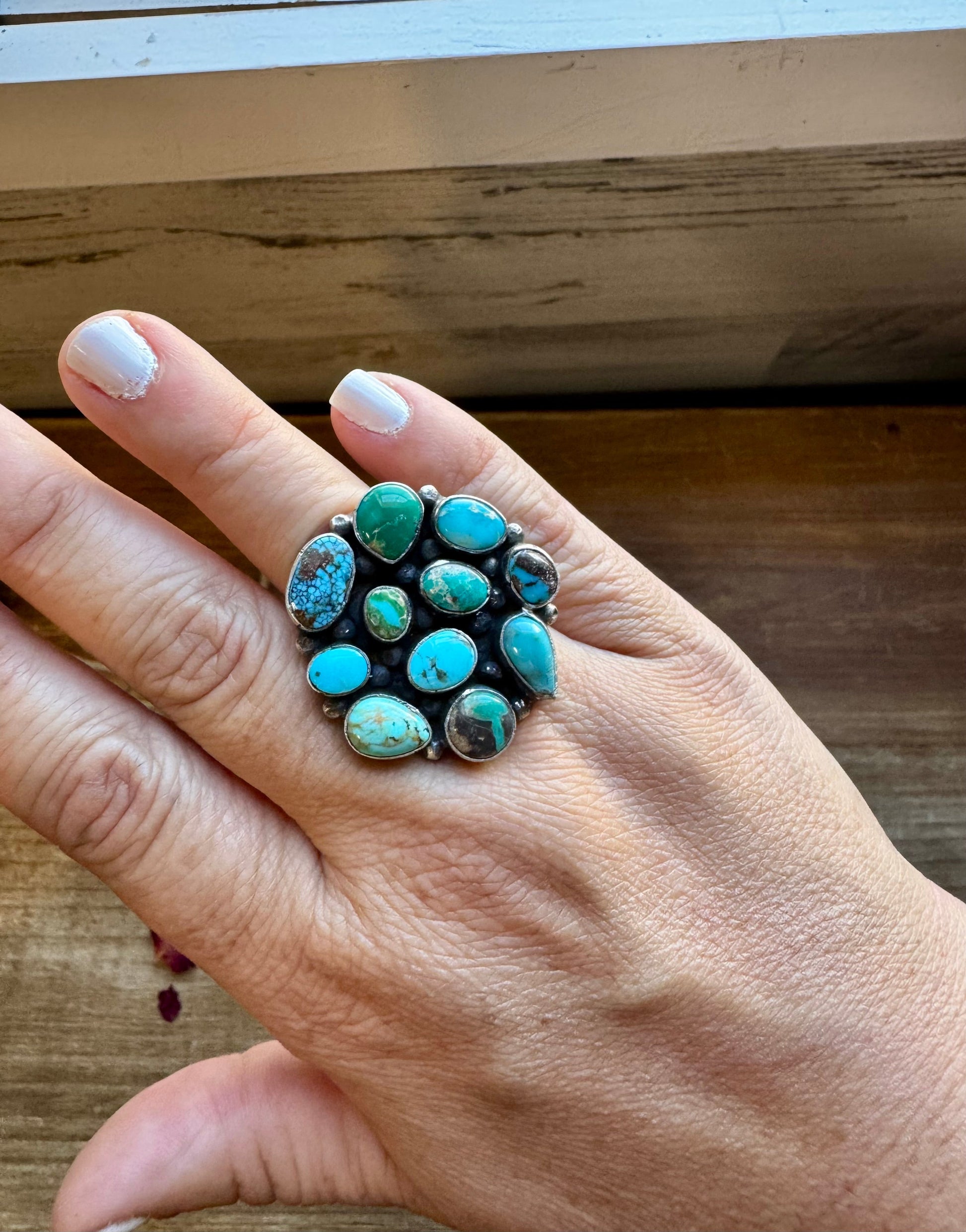 Round ring- size 6.5 - Sonoran Gold turquoise ring and sterling silver The Bijoux FAB Jewelry