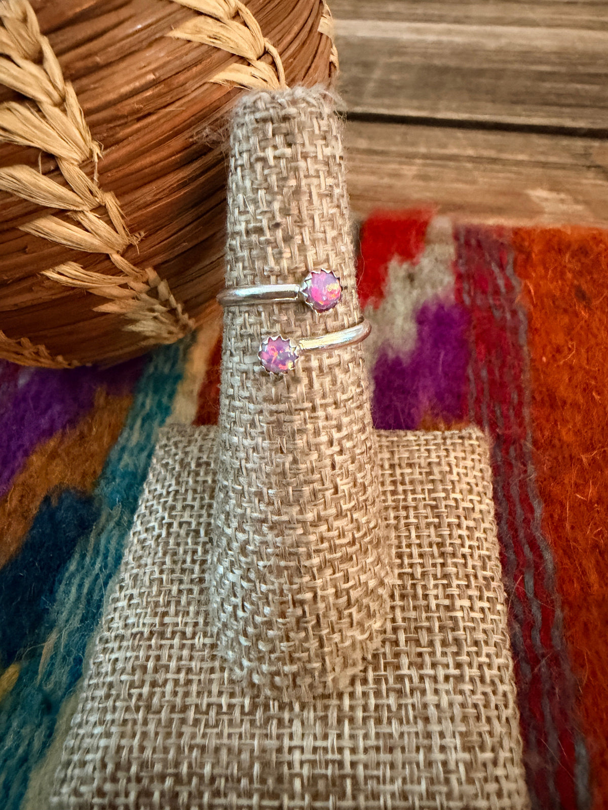 Handcrafted Purple Opal & Sterling Silver Adjustable Ring Nizhoni Traders LLC