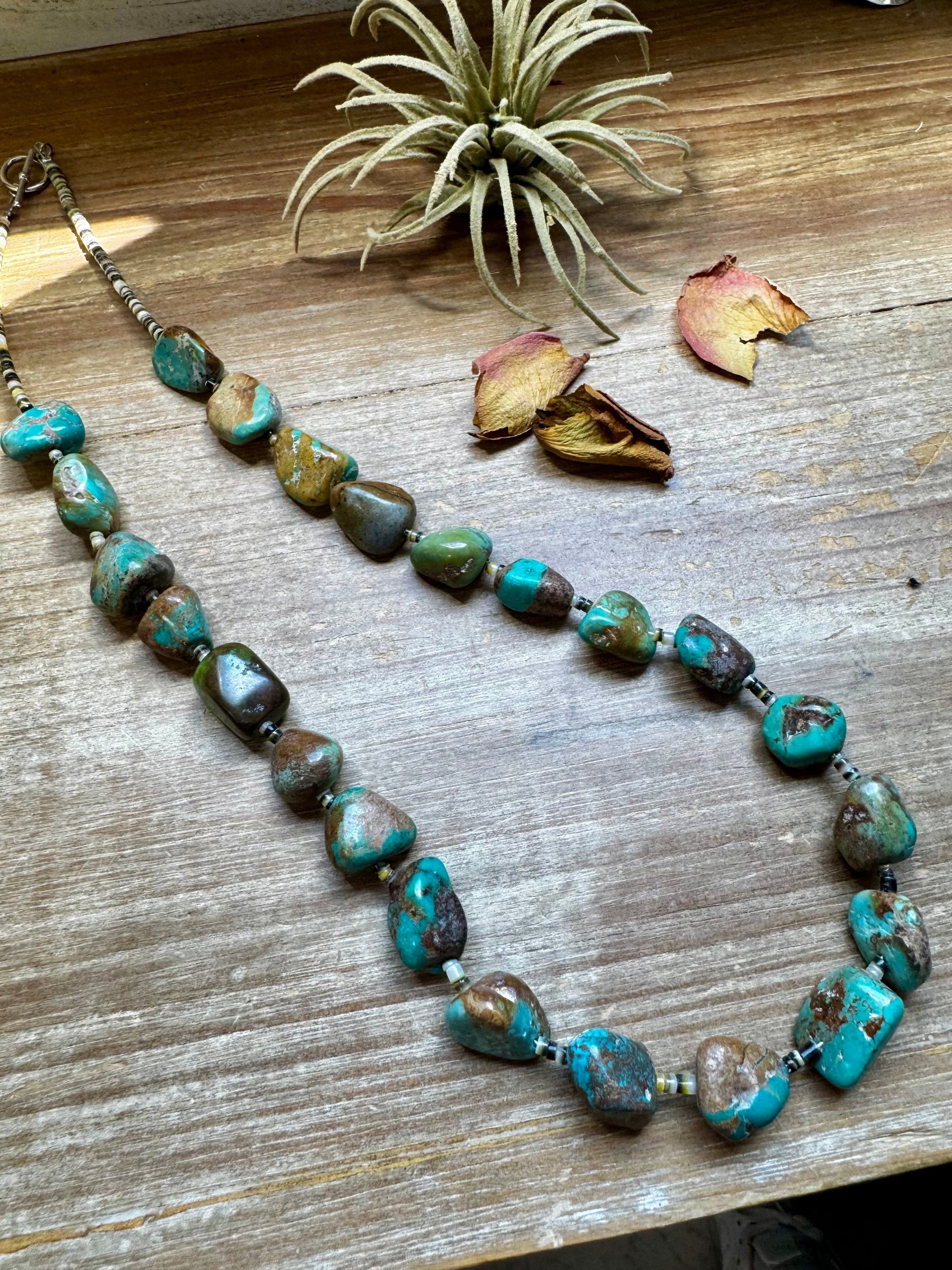 27-Inch Necklace – Natural Shell & Turquoise Nuggets The Bijoux FAB Jewelry