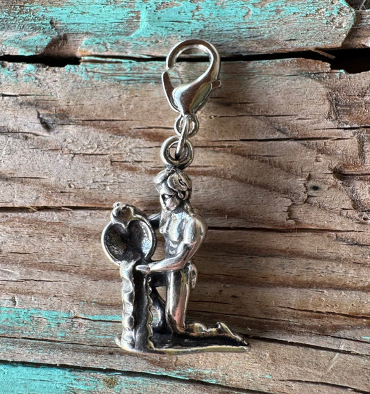 Handcrafted Sterling Silver Aquarius Charm Nizhoni Traders LLC