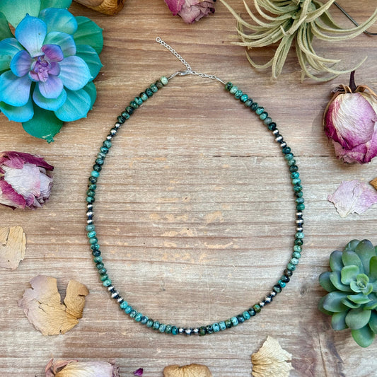 African Turquoise & Sterling Pearl Necklace 19” The Bijoux FAB Jewelry