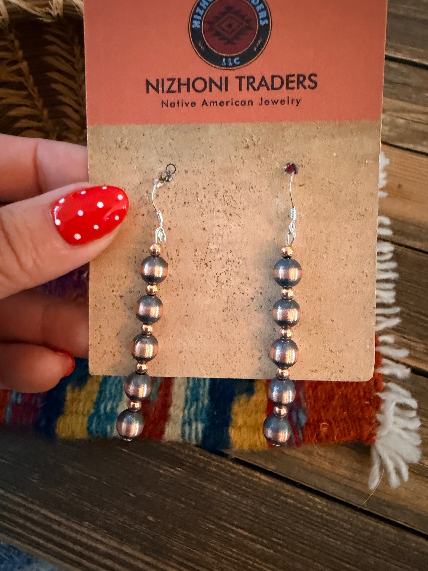 Handcrafted Copper Beaded Dangle Earrings Nizhoni Traders LLC
