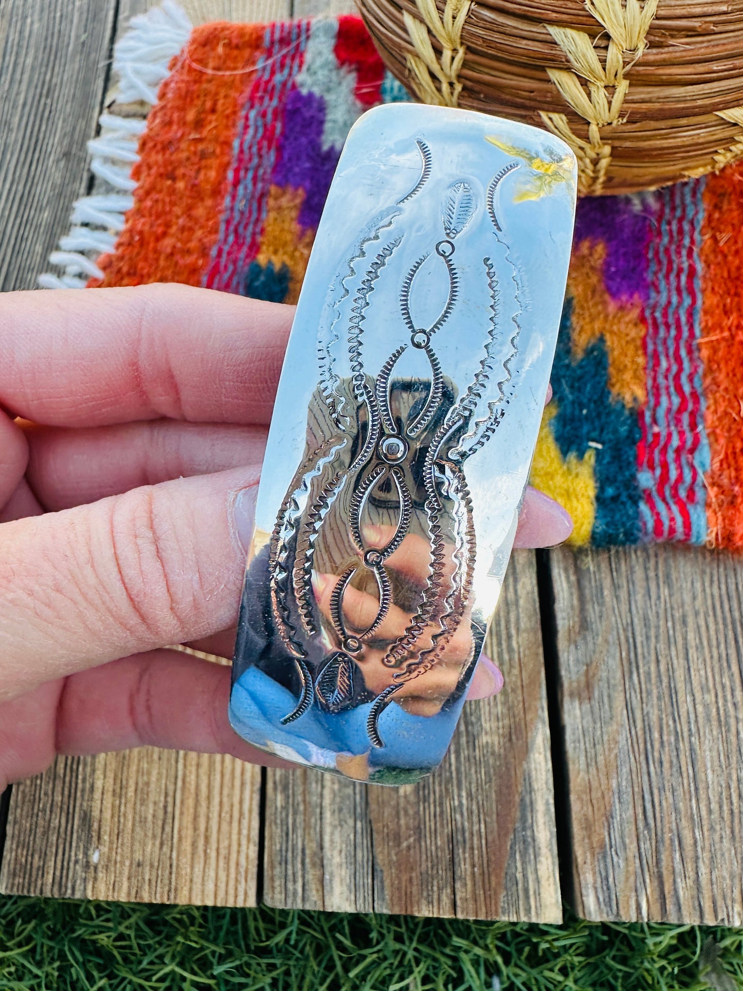 Handcrafted Sterling Silver Hair Barrette Nizhoni Traders LLC