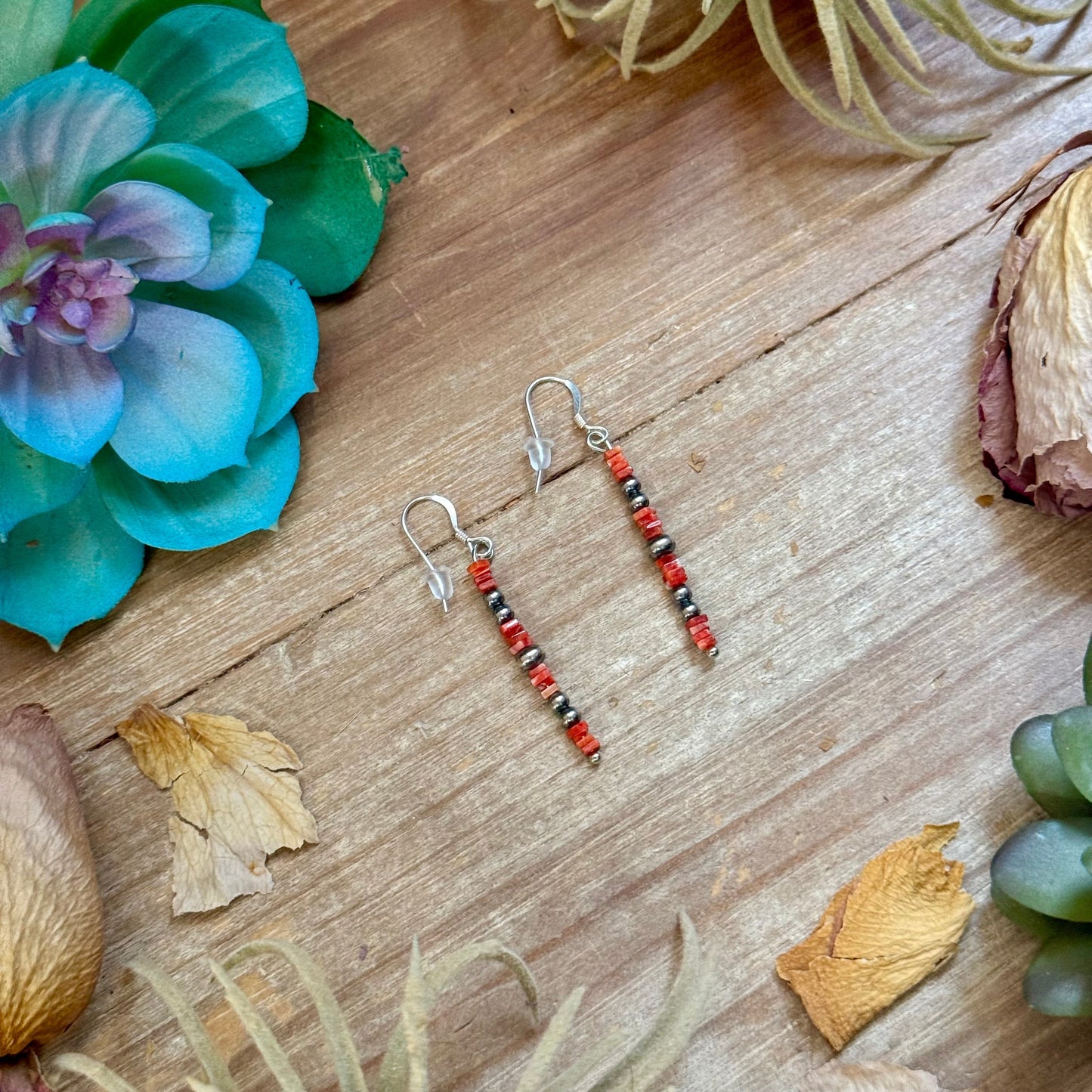 Red Spiny Oyster Cube Dangle Earrings The Bijoux FAB Jewelry