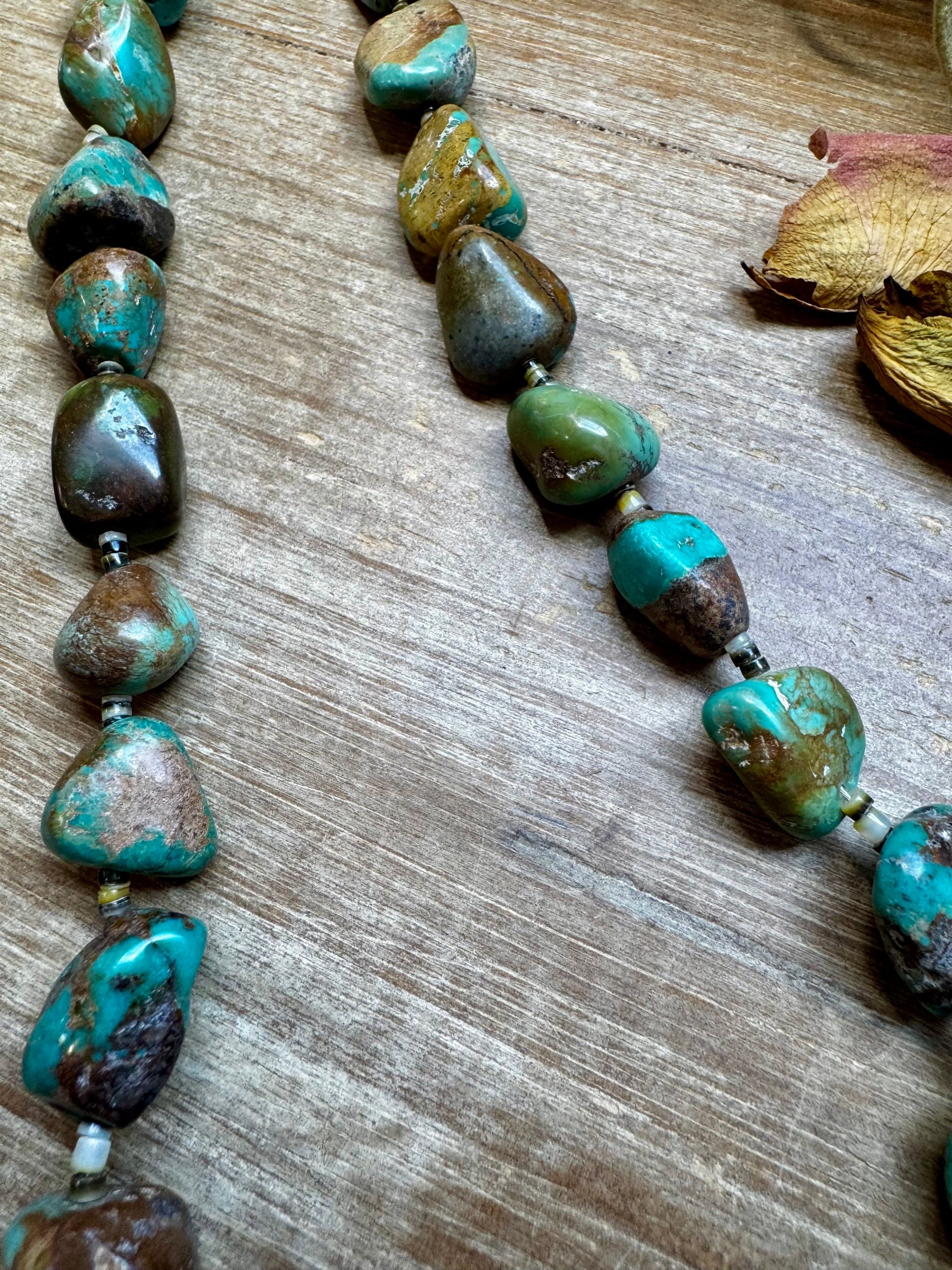 27-Inch Necklace – Natural Shell & Turquoise Nuggets The Bijoux FAB Jewelry