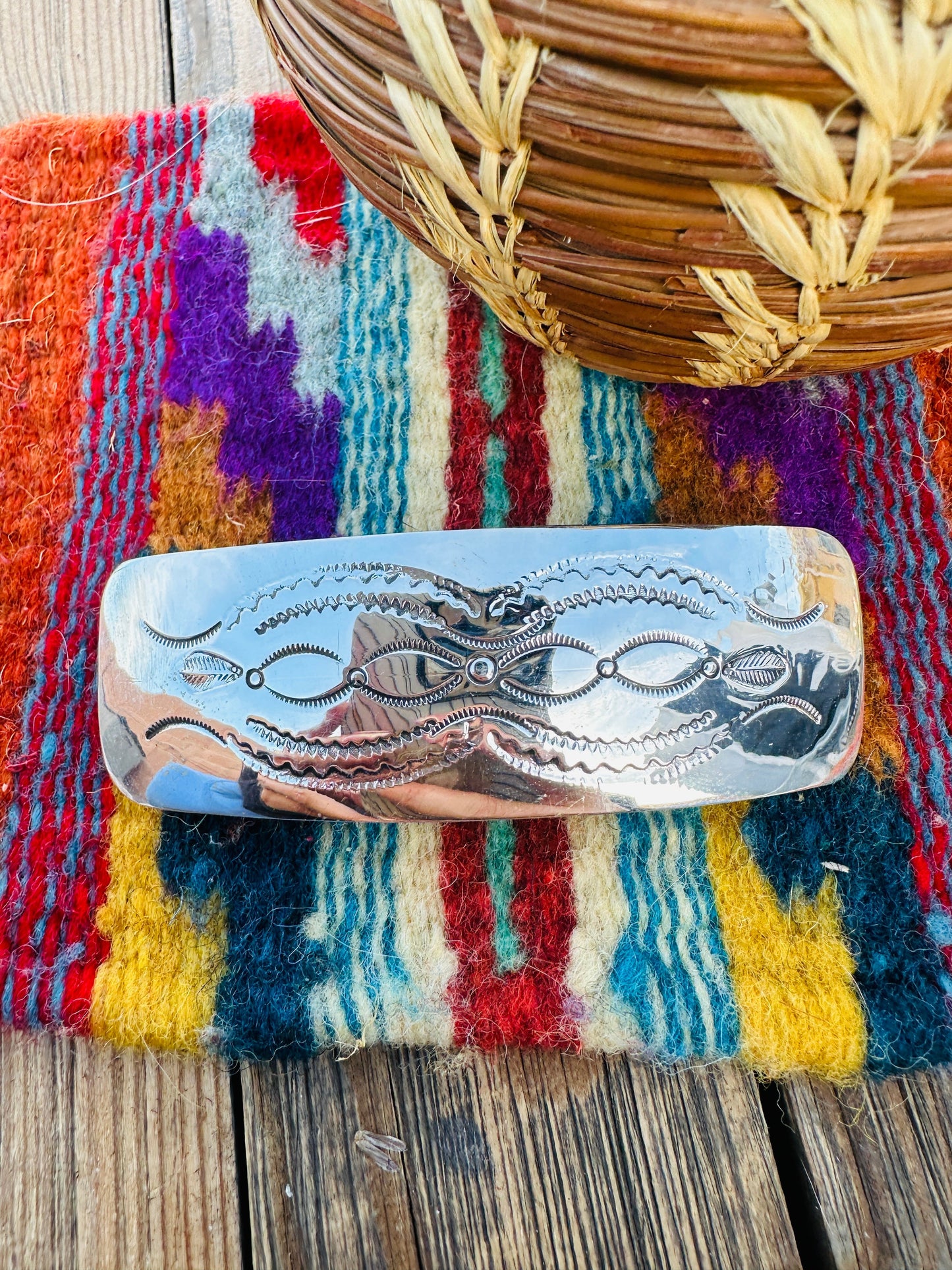 Handcrafted Sterling Silver Hair Barrette Nizhoni Traders LLC
