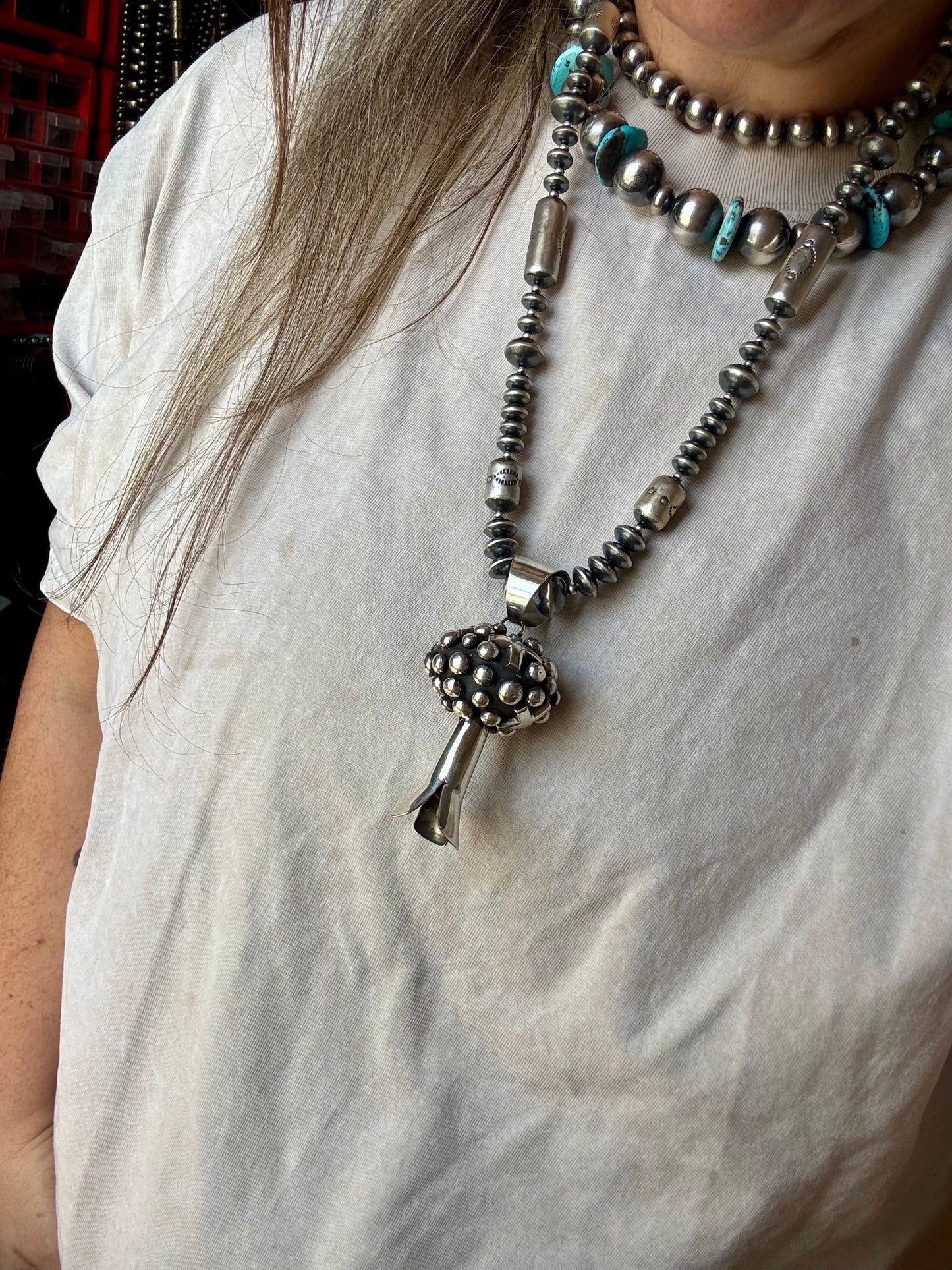 Giant Blossom Pendant – Sterling Silver – Native Made The Bijoux FAB Jewelry