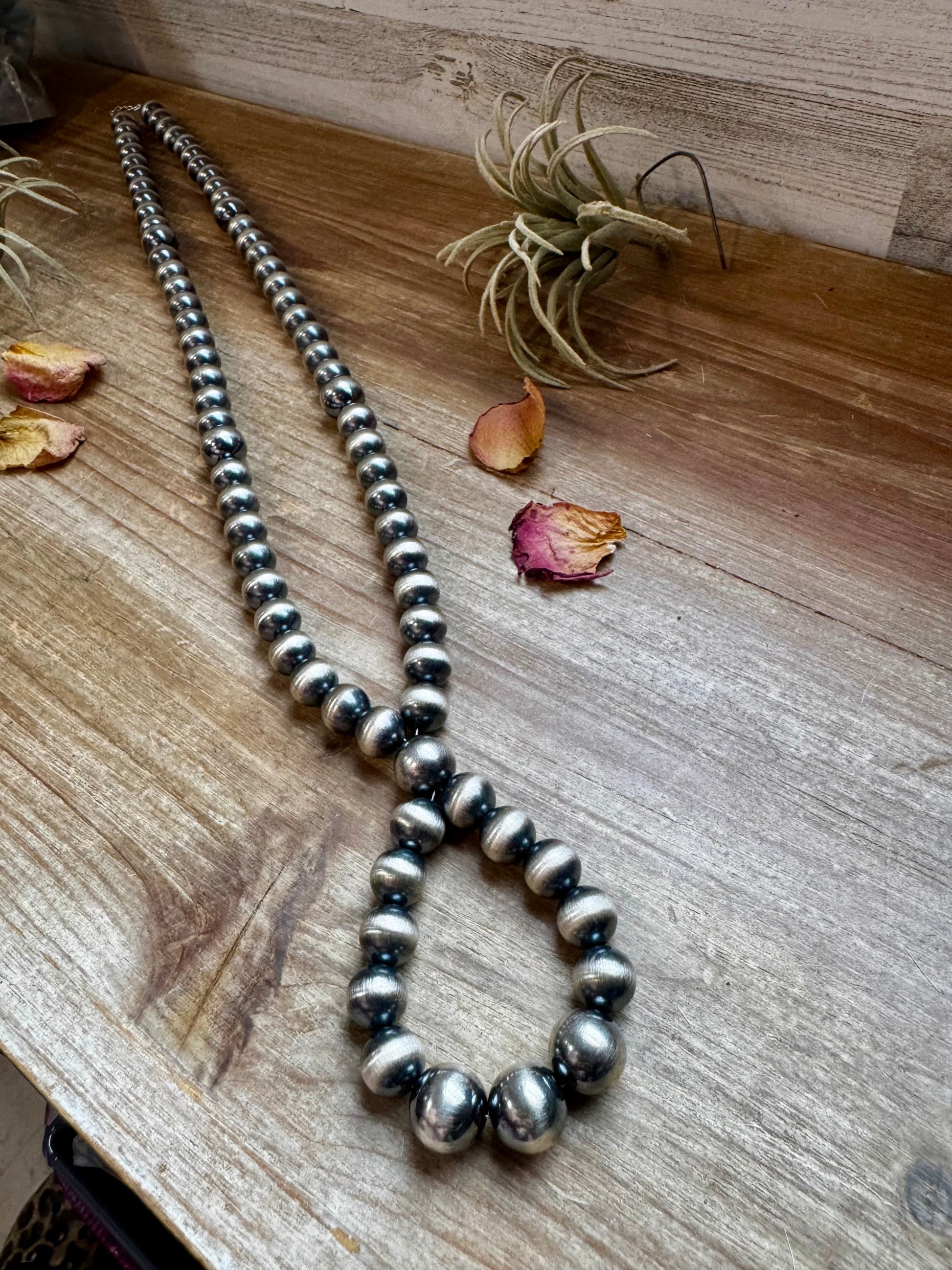 30 inch graduated 12 mm Sterling Silver Pearls hoop necklace The Bijoux FAB Jewelry