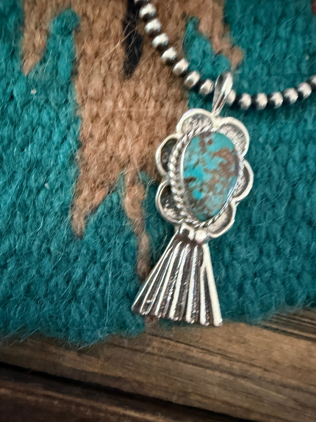 Handcrafted Sterling Silver & Turquoise Blossom Pendant by Joseph Martinez Nizhoni Traders LLC