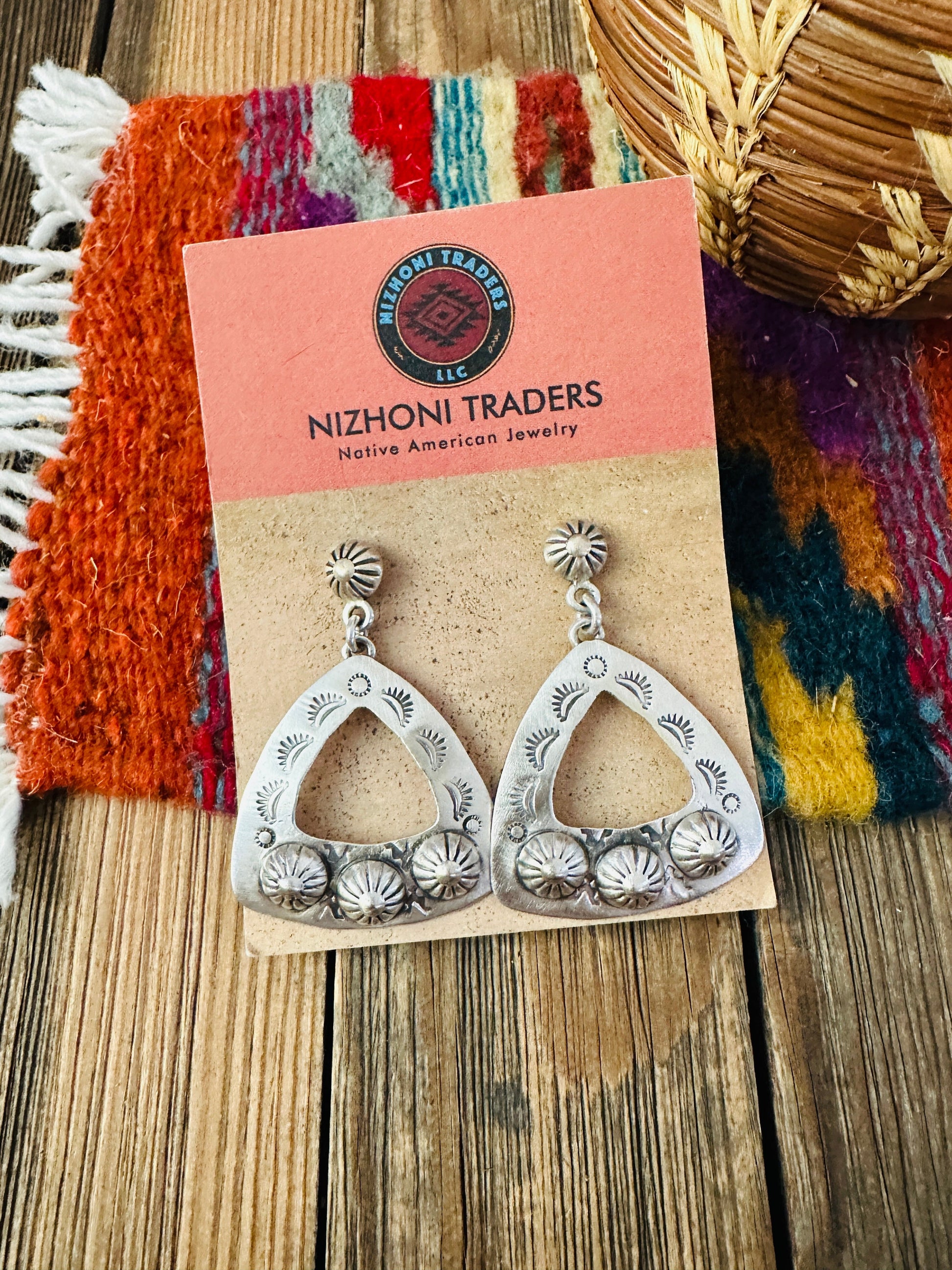 Handcrafted Sterling Silver Concho Dangle Earrings Nizhoni Traders LLC