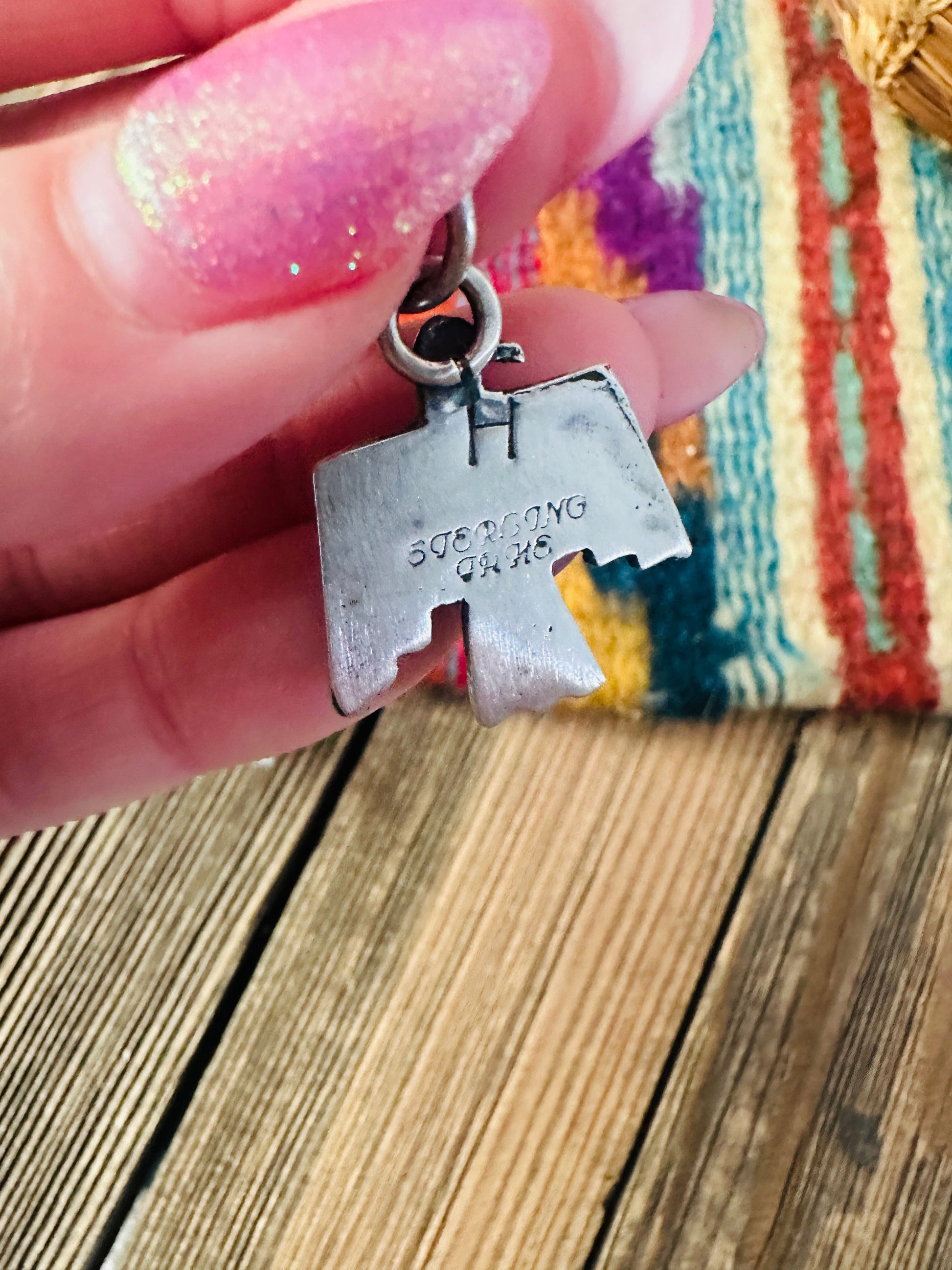 Handcrafted Sterling Silver & Sonoran Mountain Turquoise Thunderbird Pendant Nizhoni Traders LLC