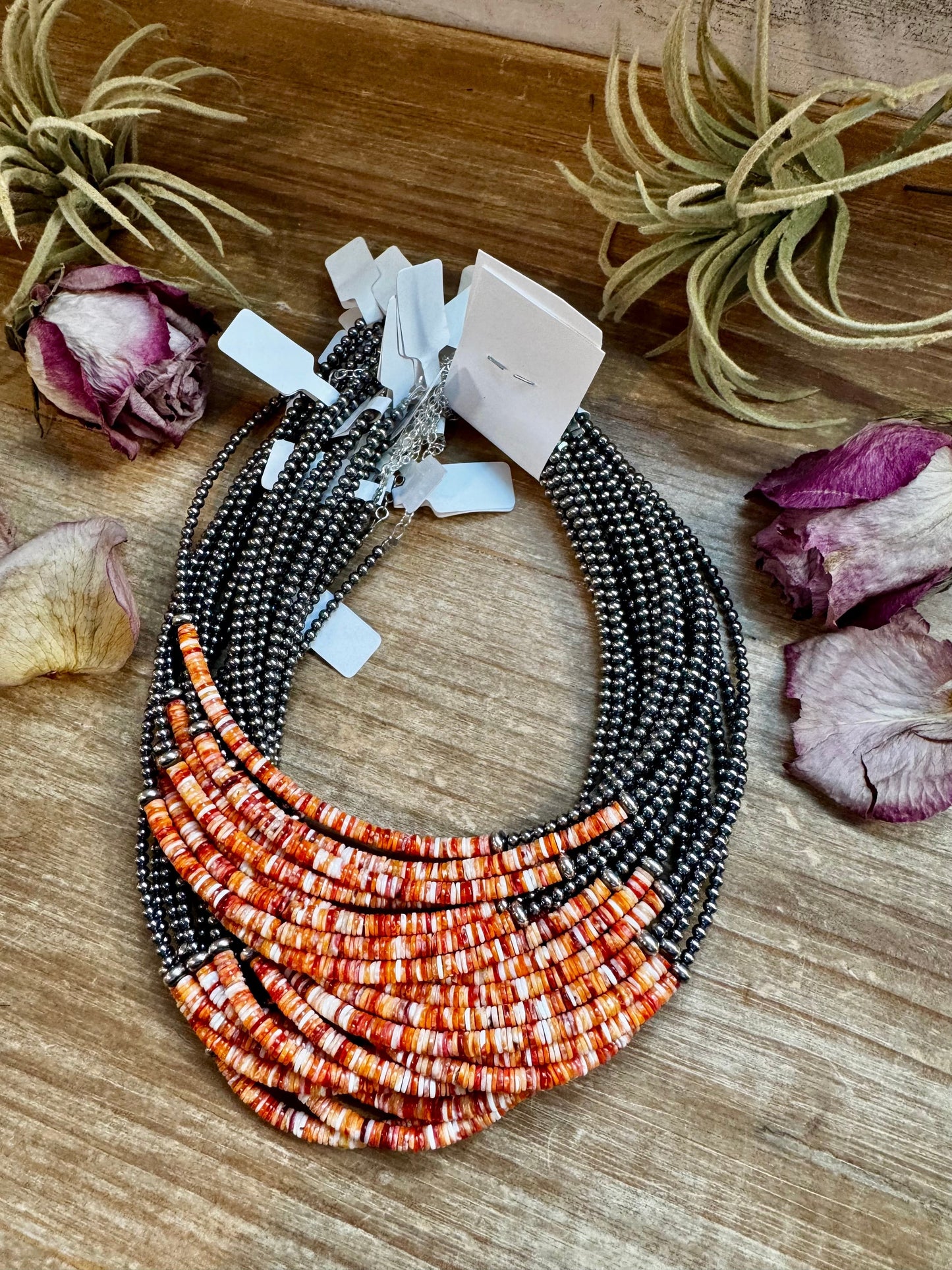 Spiny Oyster Heishi & Sterling Silver Pearl Choker The Bijoux FAB Jewelry
