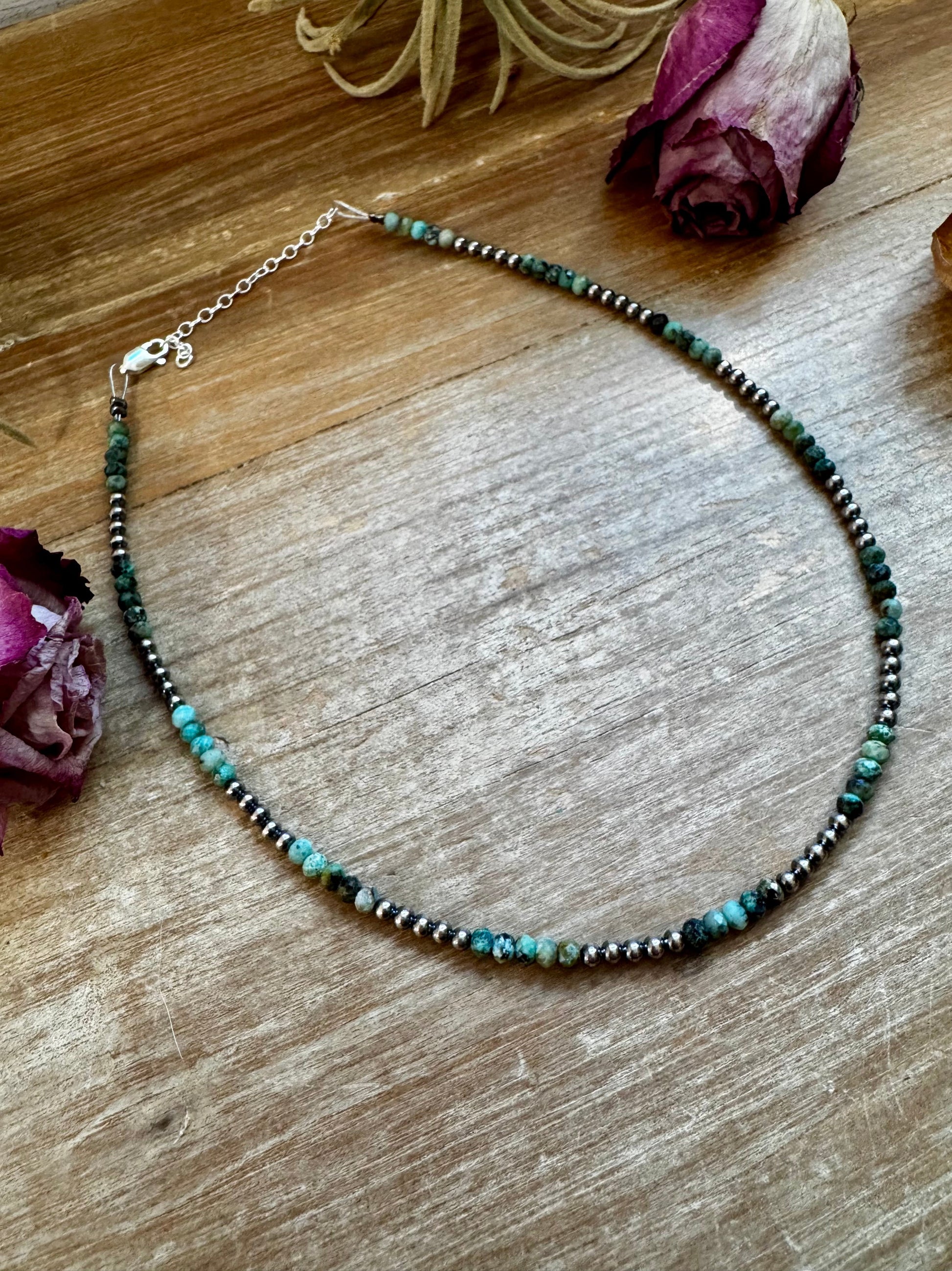 African Turquoise & Sterling Silver Pearl Choker – 3mm The Bijoux FAB Jewelry