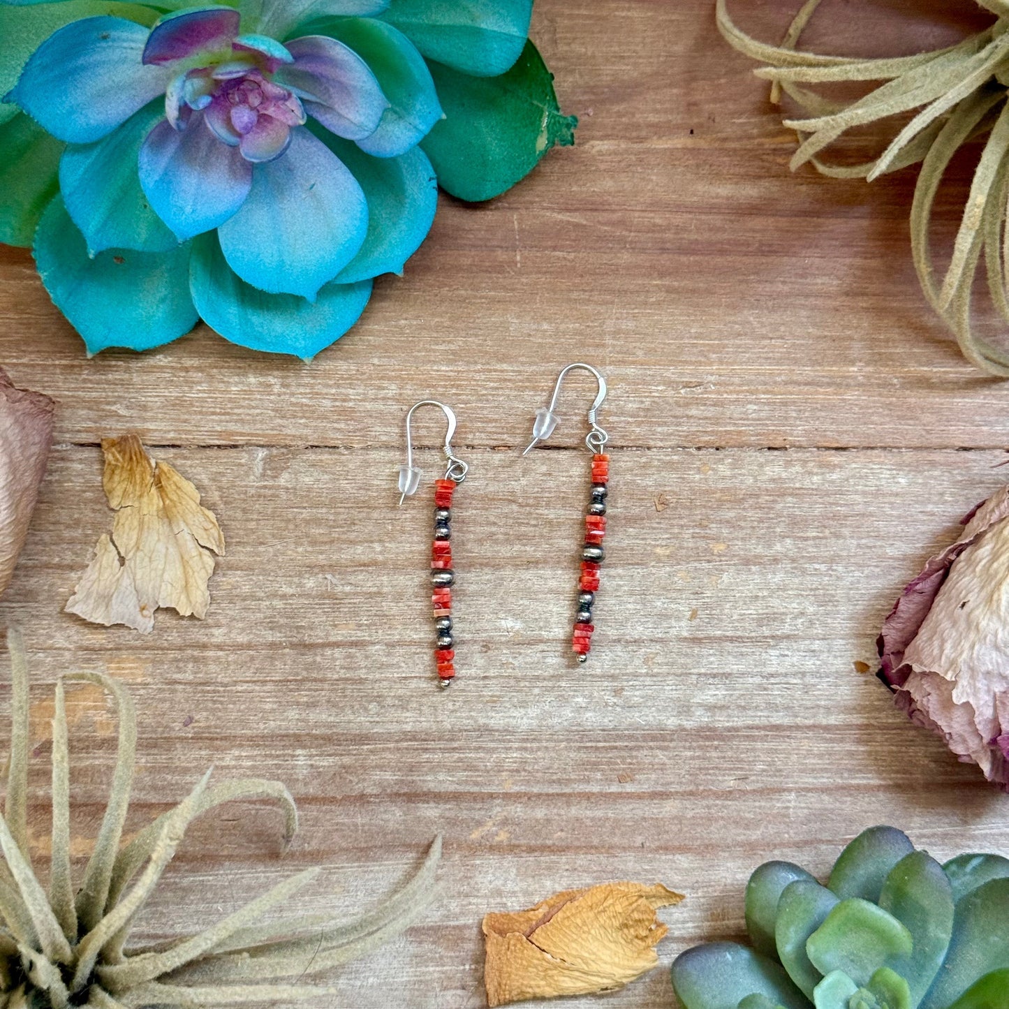 Red Spiny Oyster Cube Dangle Earrings The Bijoux FAB Jewelry
