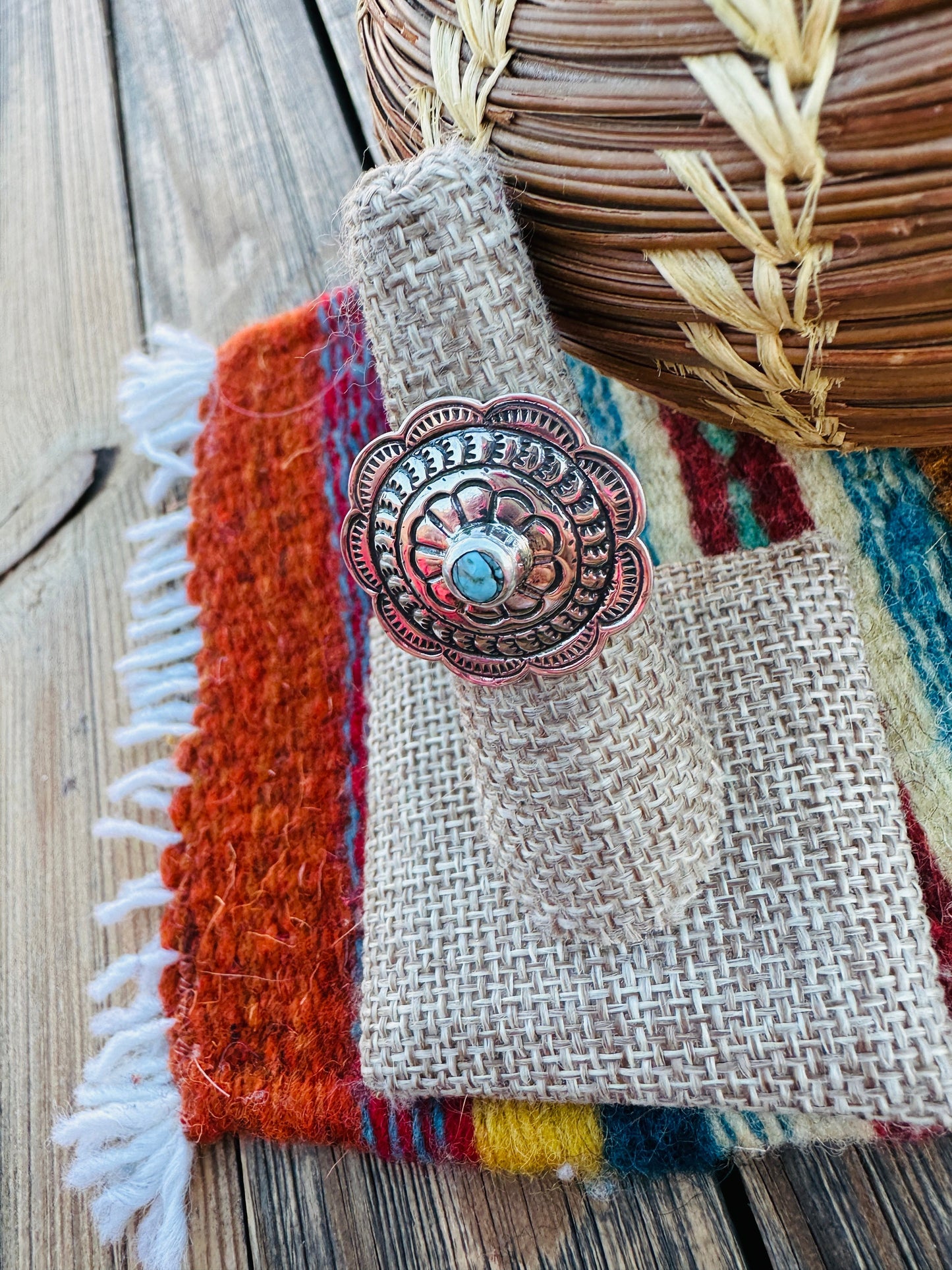 Handcrafted Turquoise & Sterling Silver Concho Ring Nizhoni Traders LLC