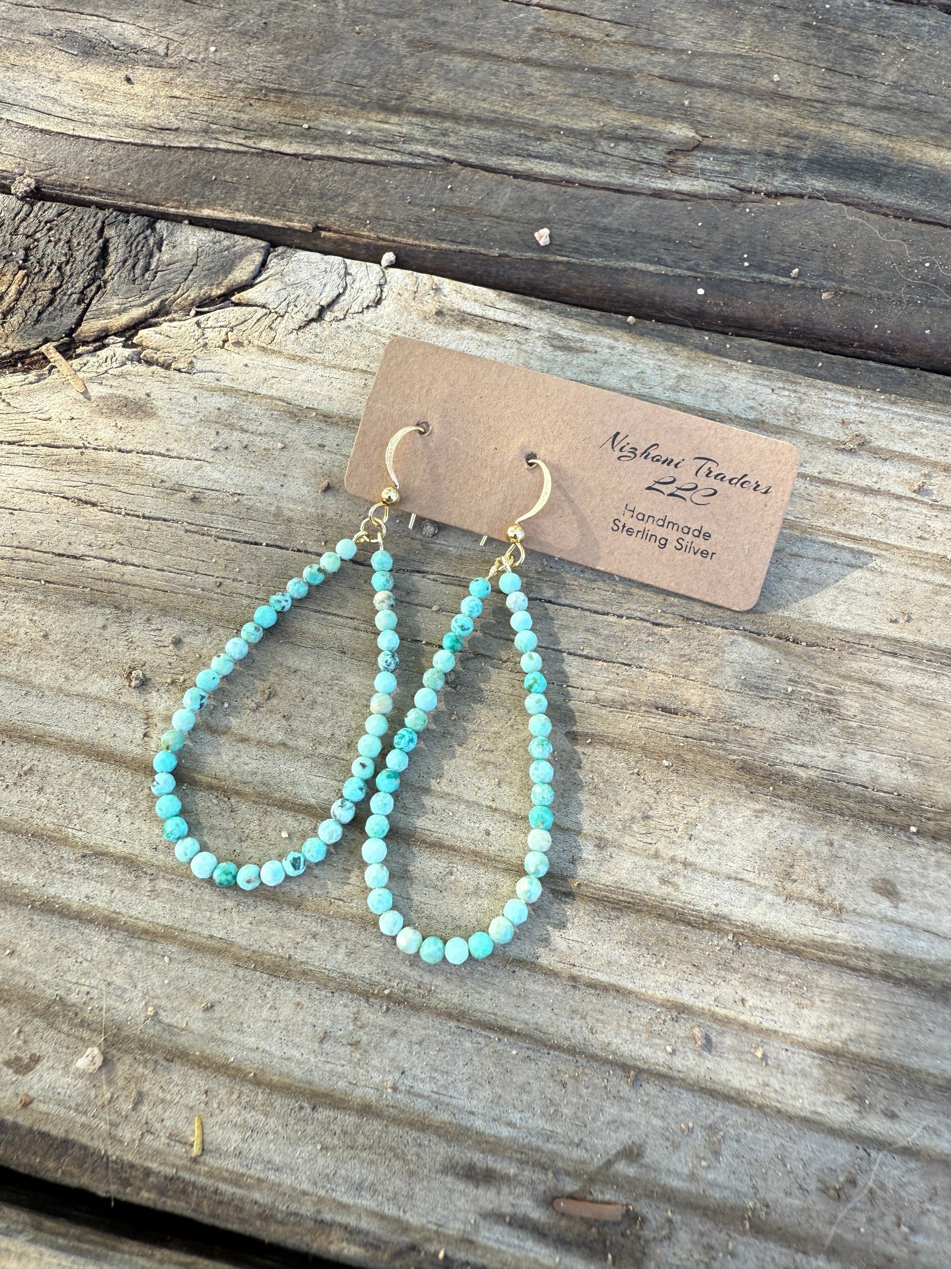 “The Golden Collection” Handmade 14k Gold Plated Turquoise FREEBIRD Earrings Nizhoni Traders LLC