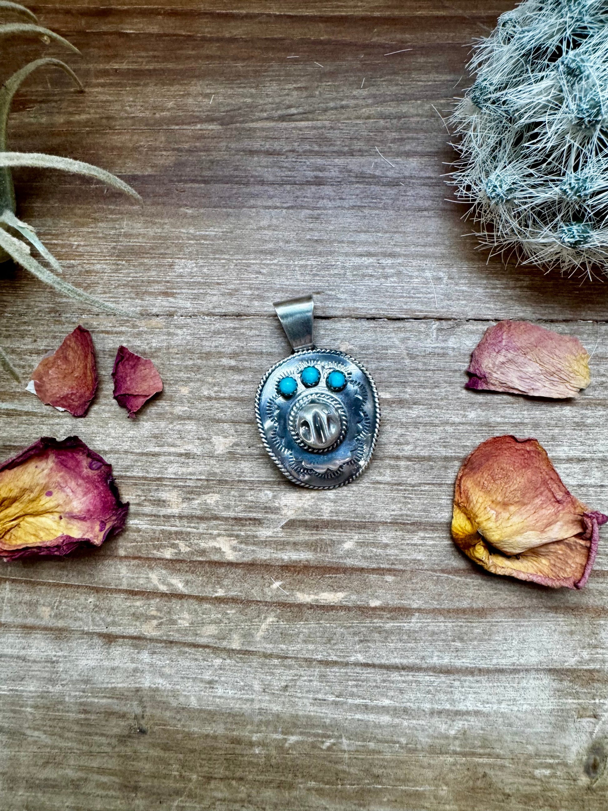 Cowboy Hat Pendant - Kingman Turquoise & Sterling Silver The Bijoux FAB Jewelry