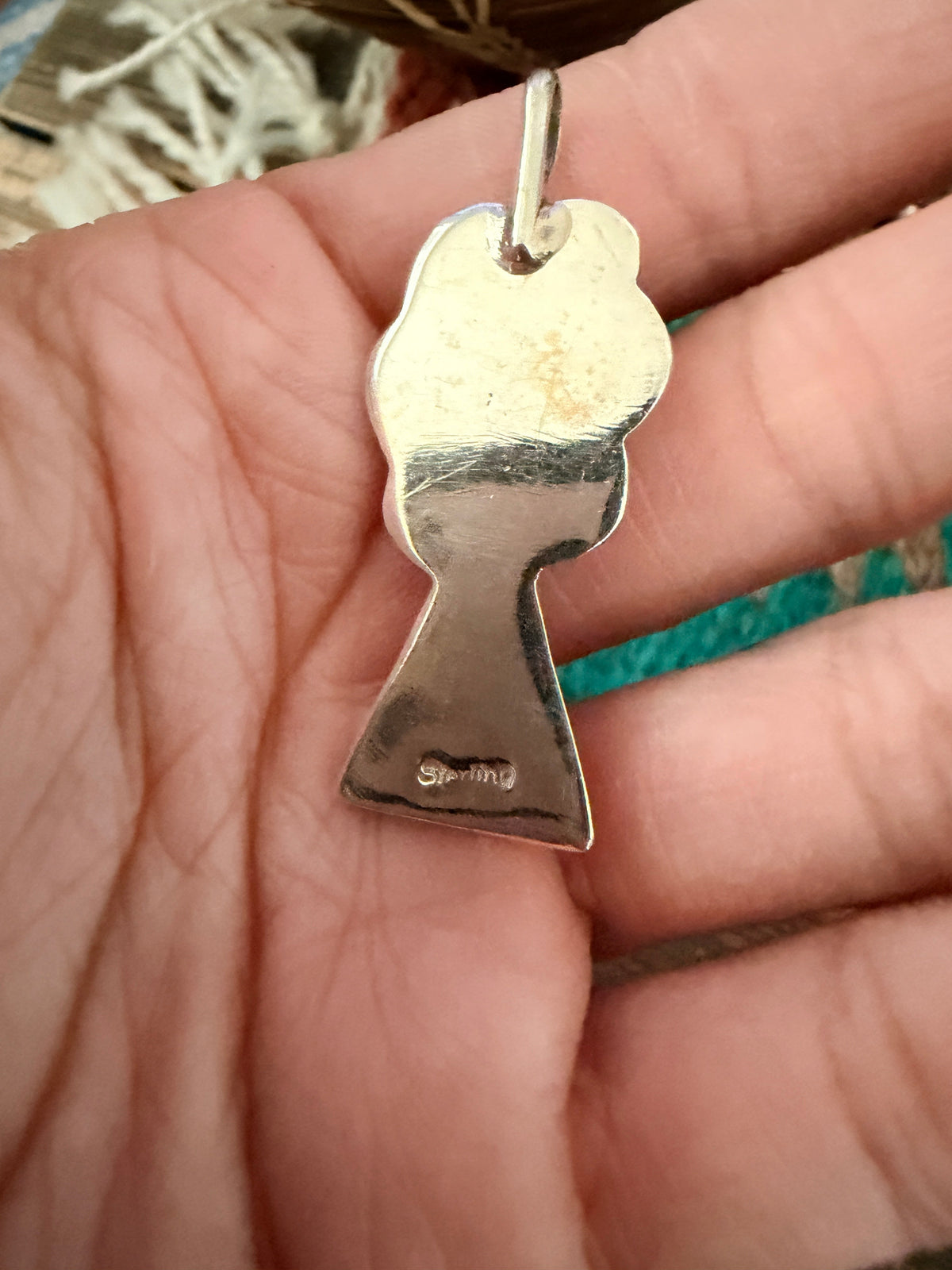 Handcrafted Sterling Silver & Turquoise Blossom Pendant by Joseph Martinez Nizhoni Traders LLC