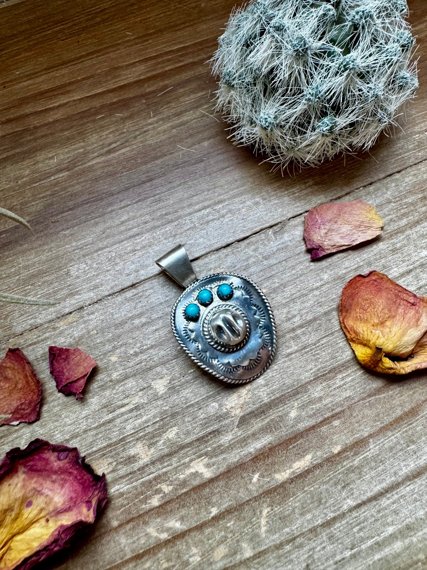 Cowboy Hat Pendant - Kingman Turquoise & Sterling Silver The Bijoux FAB Jewelry
