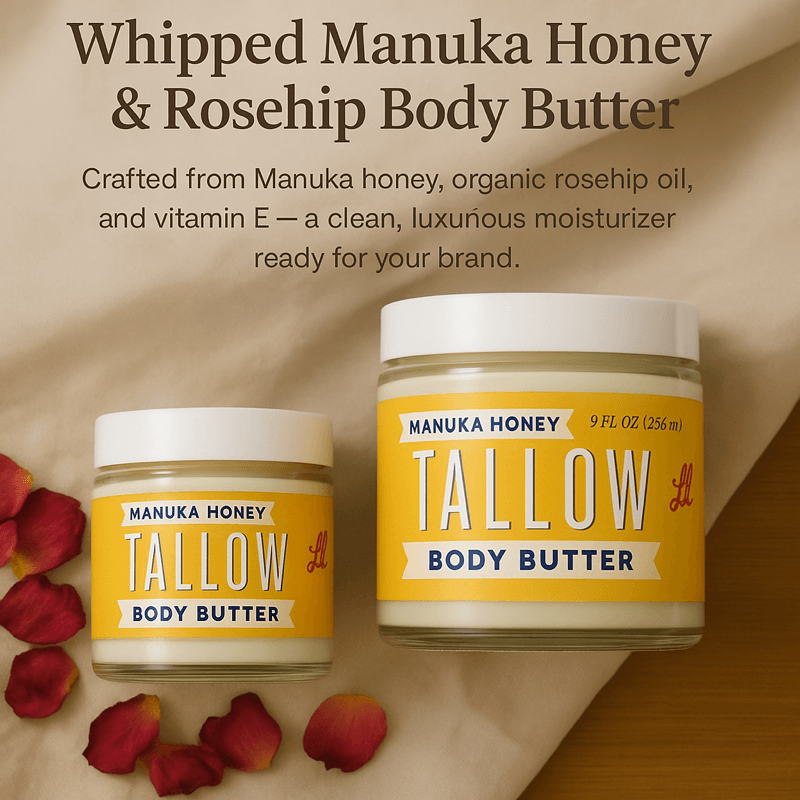 Manuka Honey + Rosehip Tallow Body Butter – Deeply Nourishing & Repairing Natural Skincare Lady May Tallow