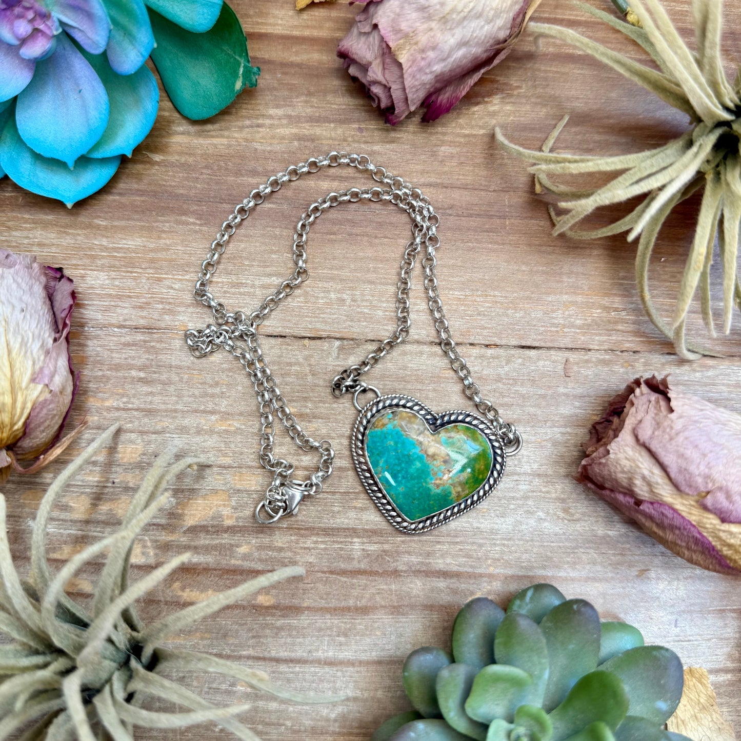 101 - Sterling Silver Kingman Turquoise Heart Bar Necklace by Jason Ogg The Bijoux FAB Jewelry