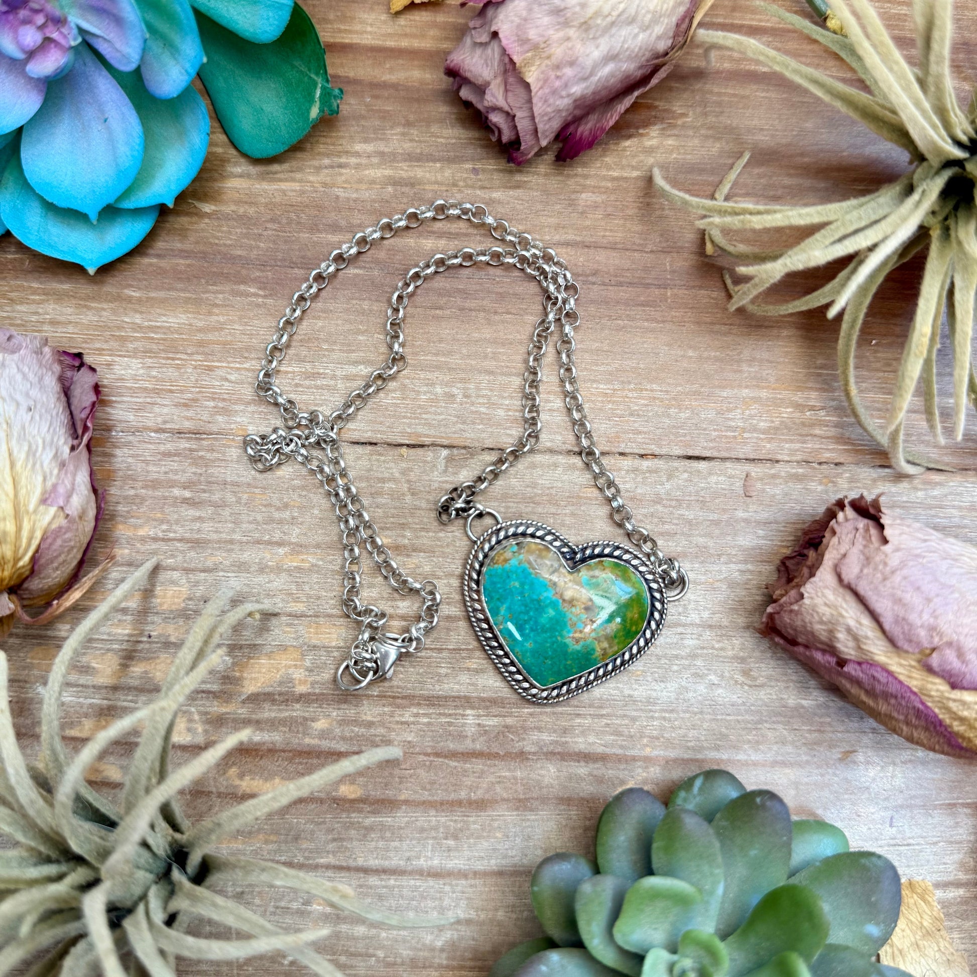 101 - Sterling Silver Kingman Turquoise Heart Bar Necklace by Jason Ogg The Bijoux FAB Jewelry