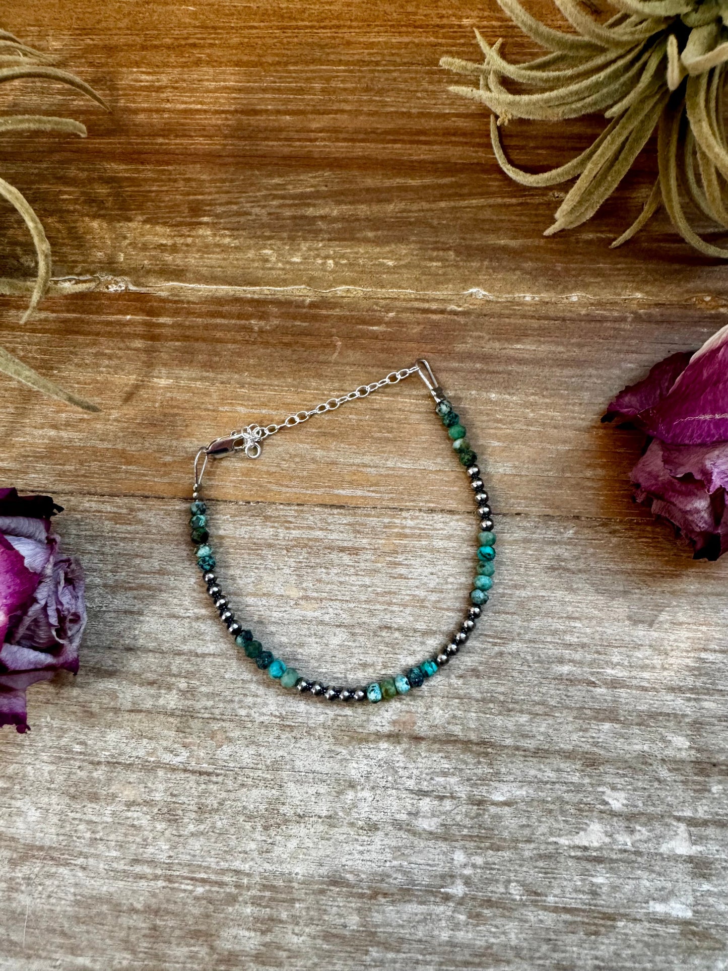 African Turquoise & Sterling Silver Pearl Bracelet – 3mm The Bijoux FAB Jewelry