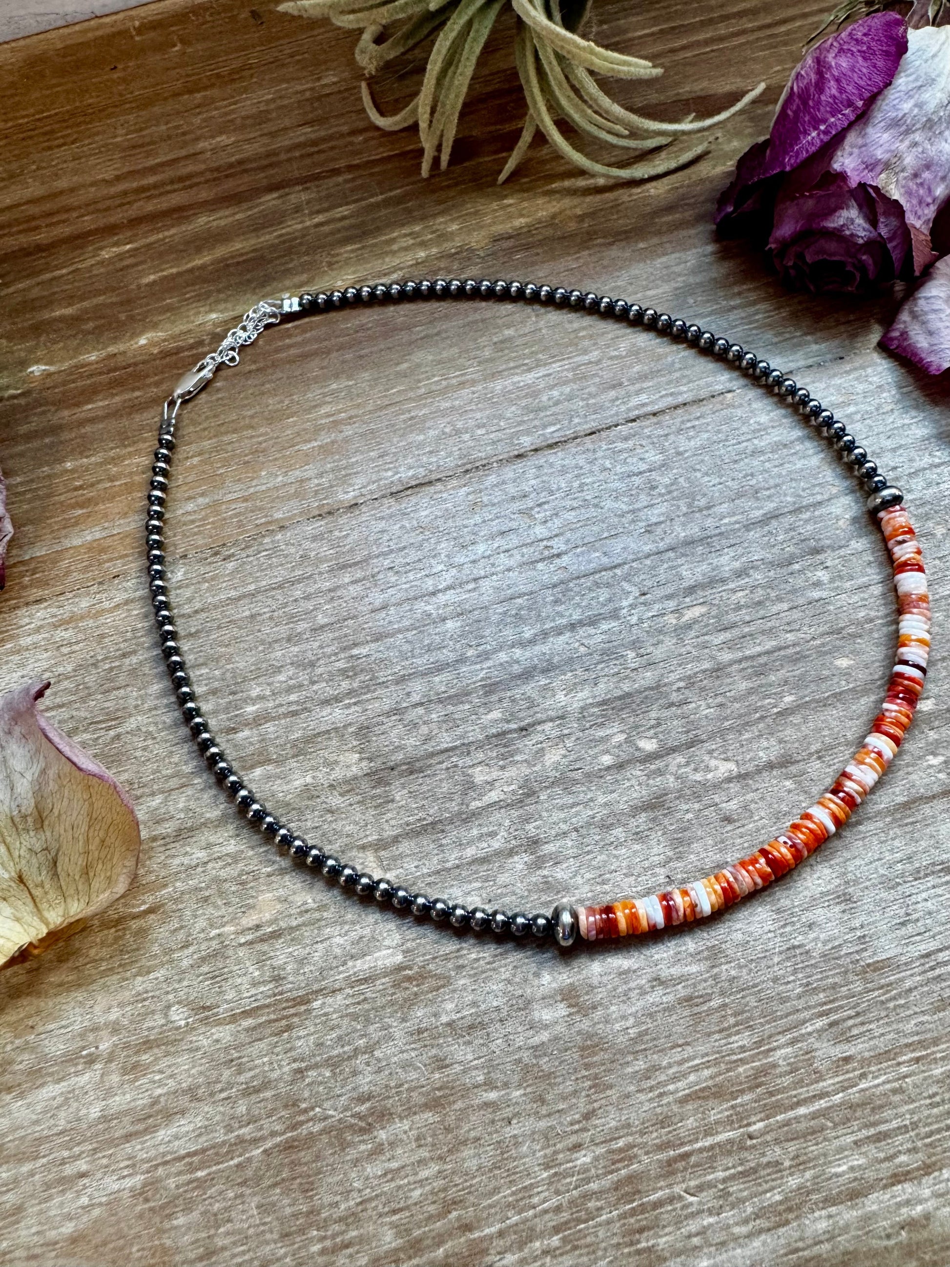 Spiny Oyster Heishi & Sterling Silver Pearl Choker The Bijoux FAB Jewelry