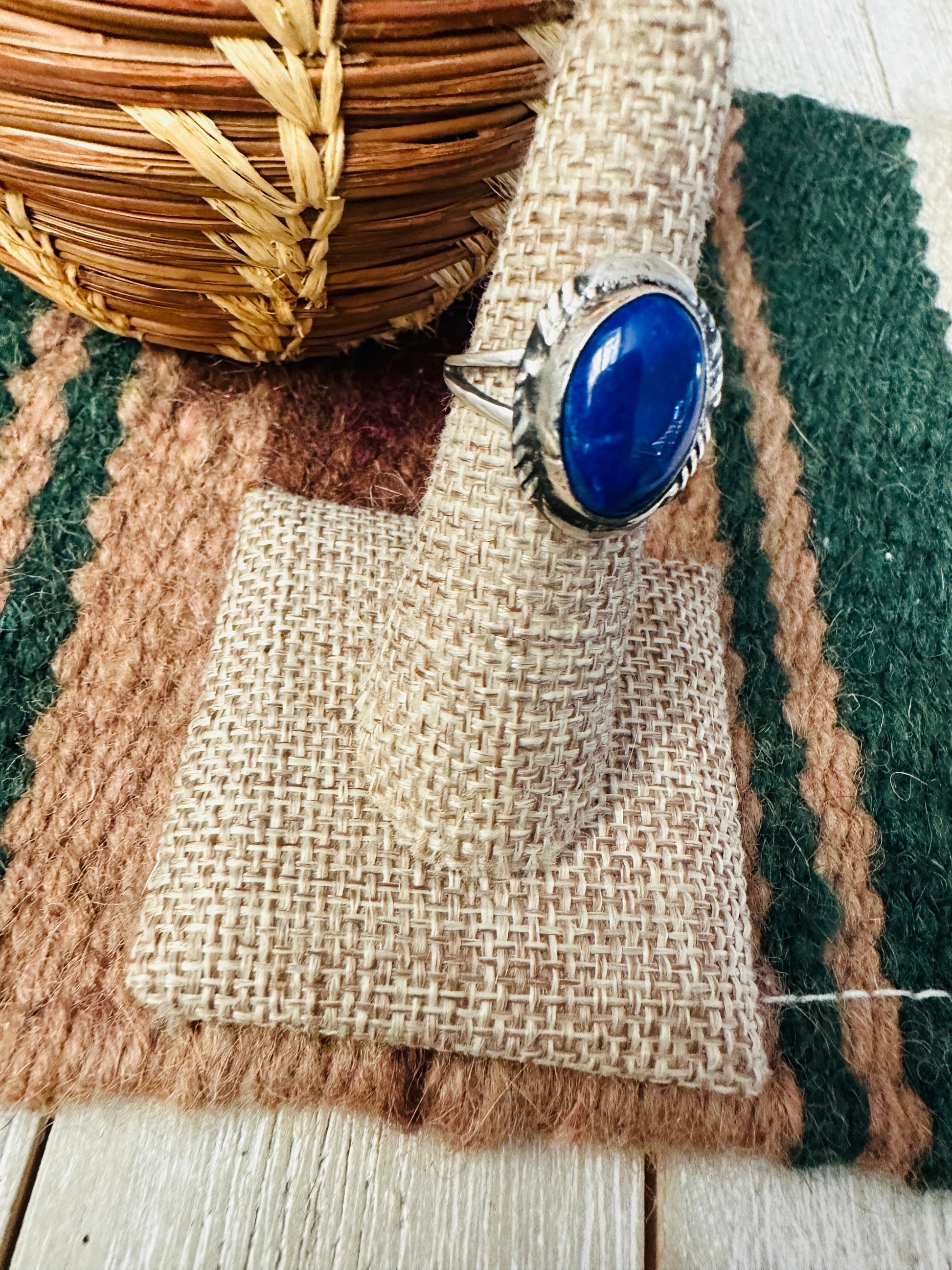 Old Pawn Handcrafted Lapis & Sterling Silver Ring Size 6.25 Nizhoni Traders LLC