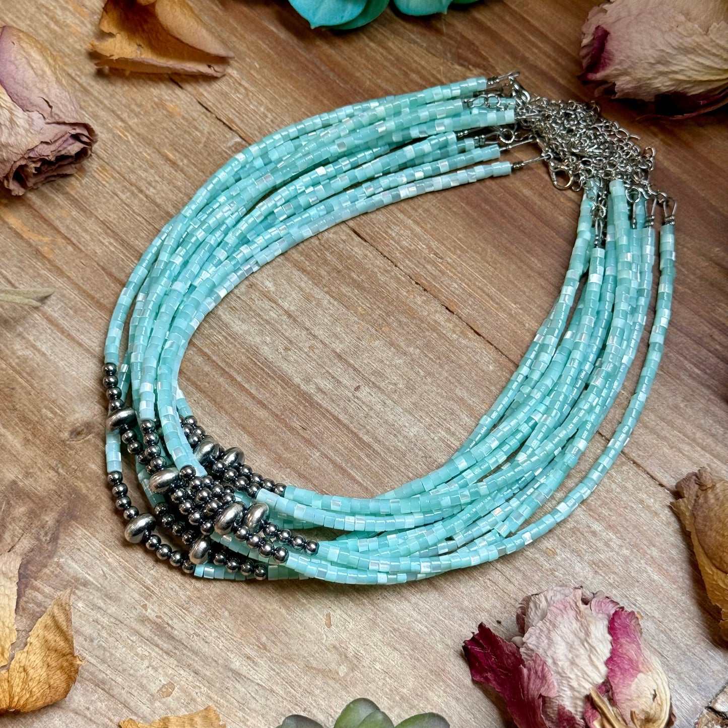 Turquoise Shell Heishi Necklace – 15" The Bijoux FAB Jewelry