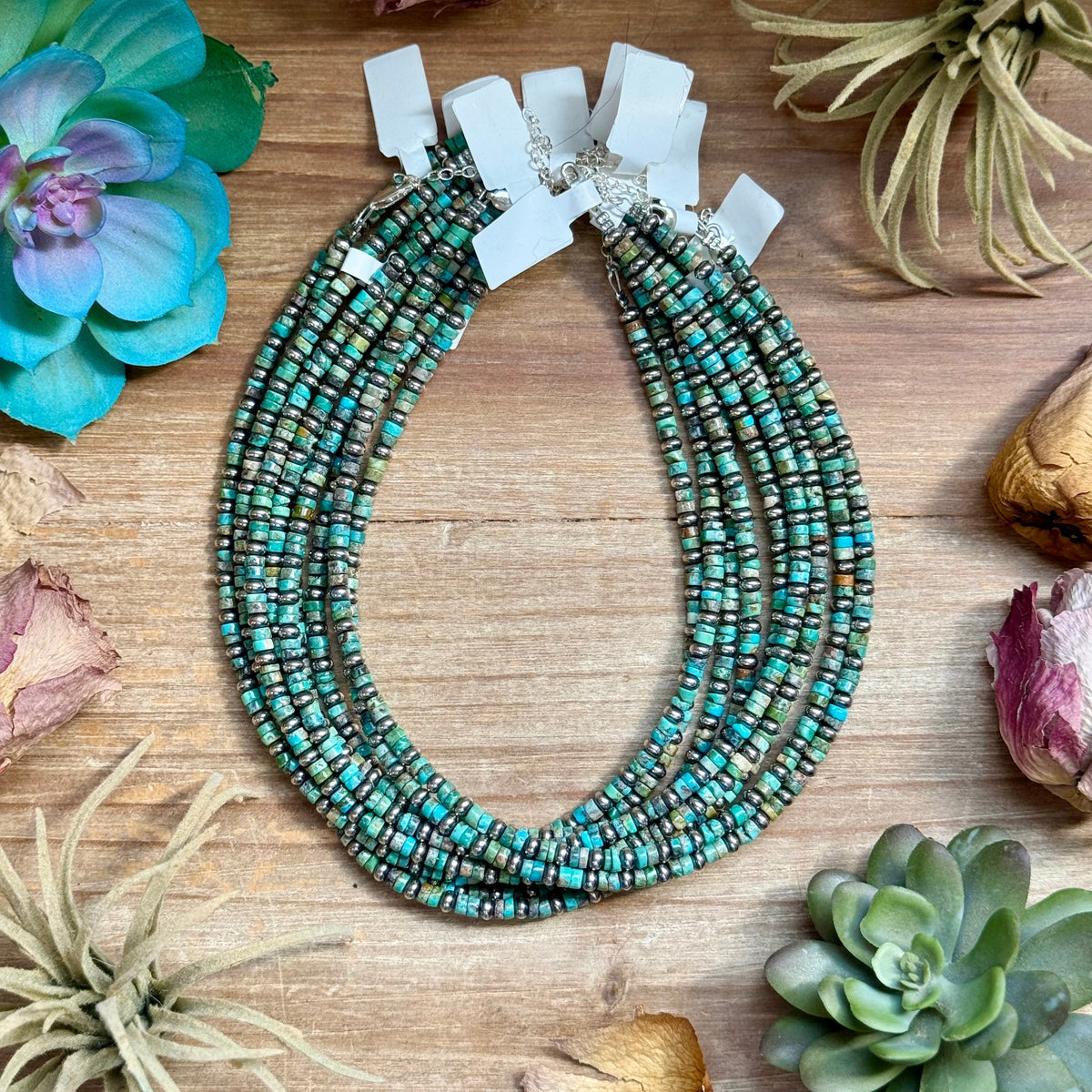 14” Turquoise Heishi & Sterling Silver Saucer Necklace – The Bijoux FAB The Bijoux FAB Jewelry