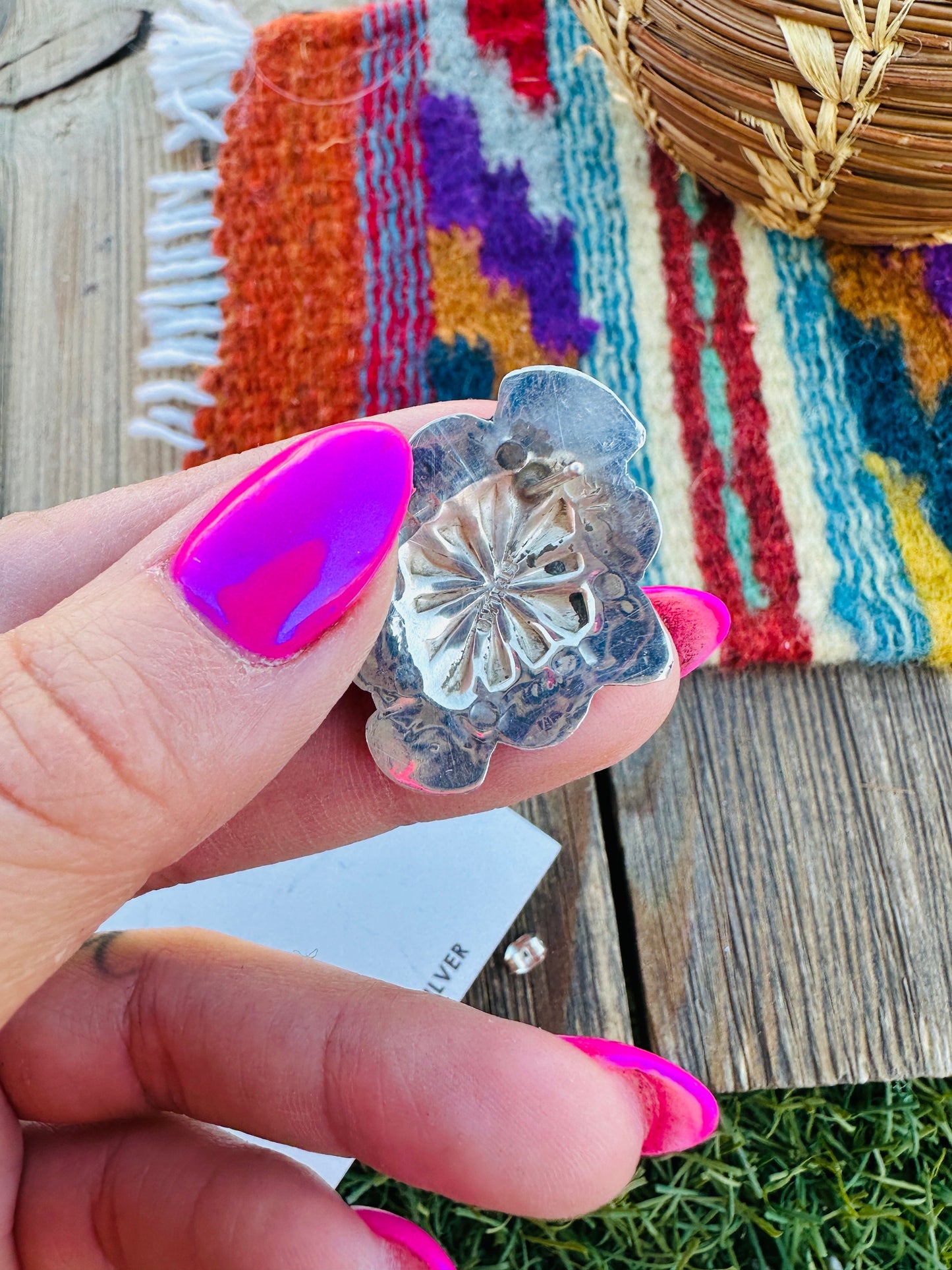 Handcrafted Turquoise & Sterling Silver Concho Post Earrings Nizhoni Traders LLC