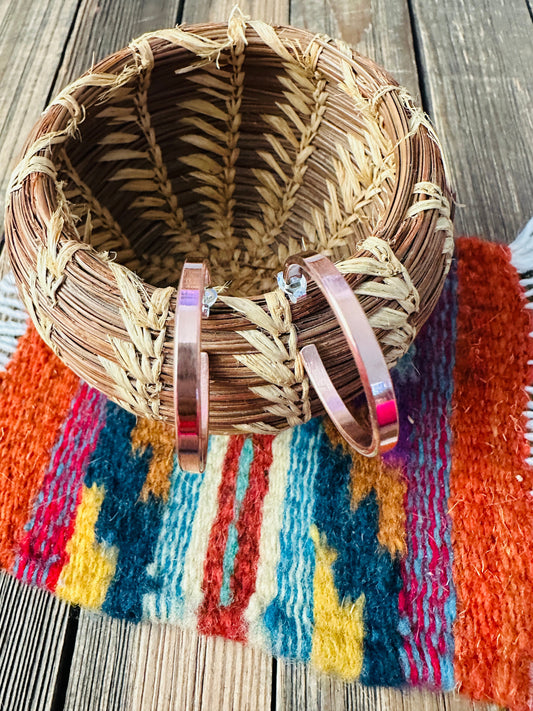 Handcrafted Copper Hoop Earrings Nizhoni Traders LLC