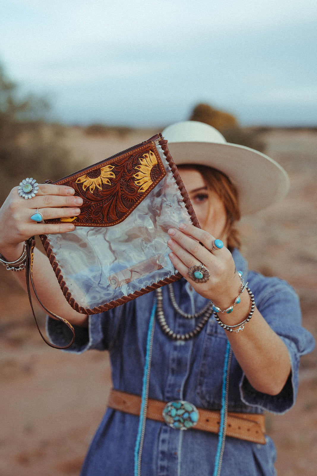 The Sunflower Fields Clear Bag, a Haute Southern Hyde by Beth Marie Exclusive Handbag Haute Southern Hyde