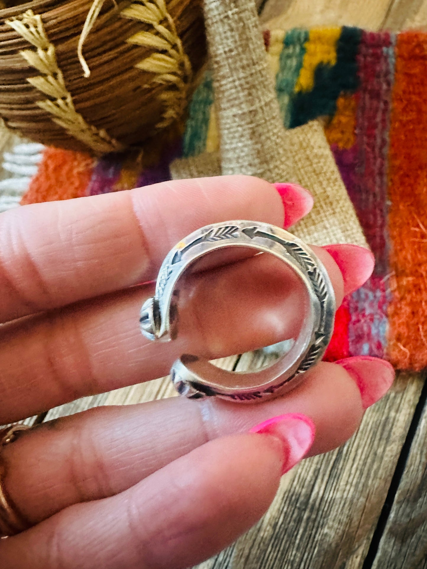 Handcrafted Sterling Silver Band Ring Size 7.75 by Sunshine Reeves Nizhoni Traders LLC