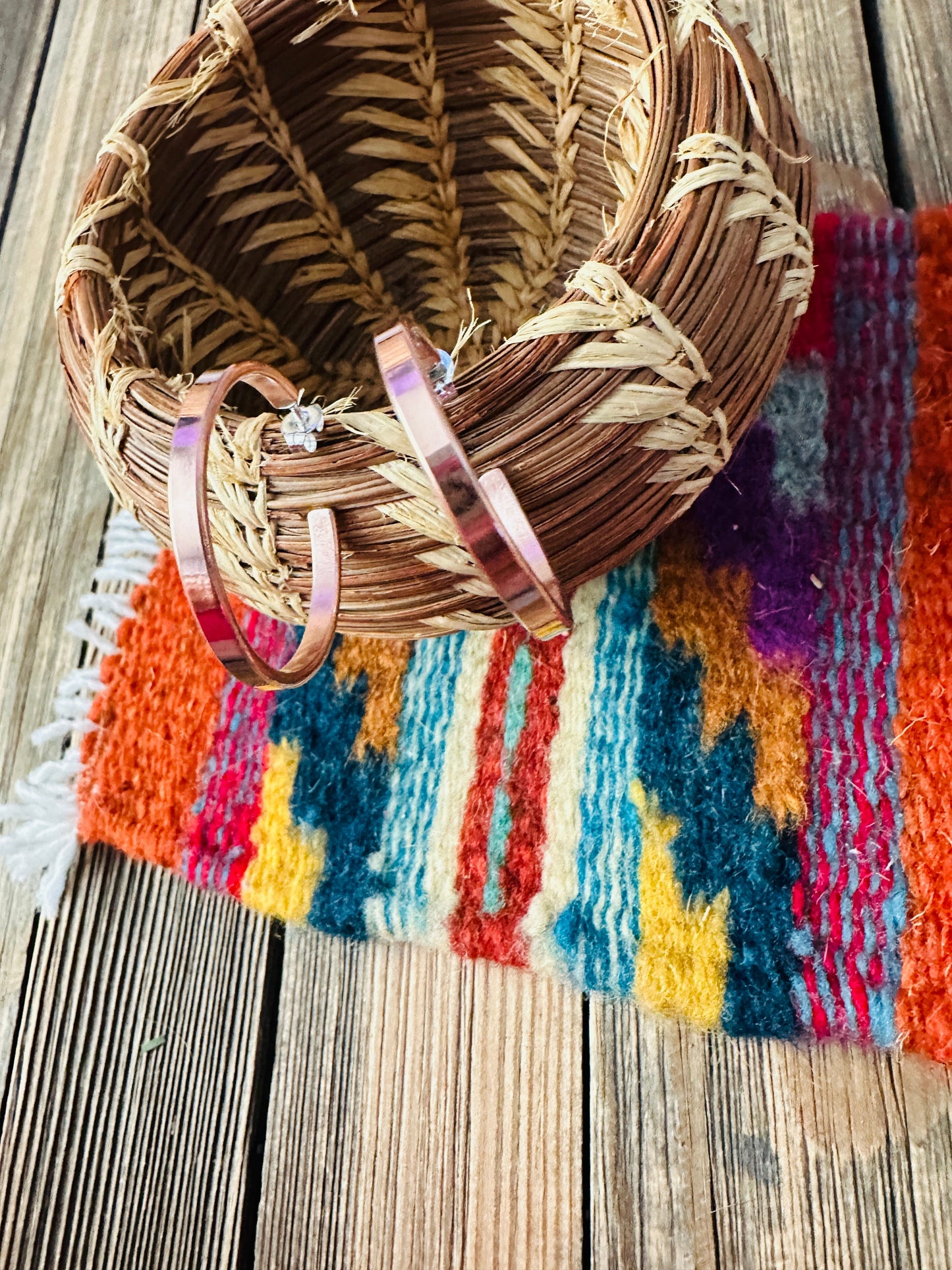 Handcrafted Copper Hoop Earrings Nizhoni Traders LLC